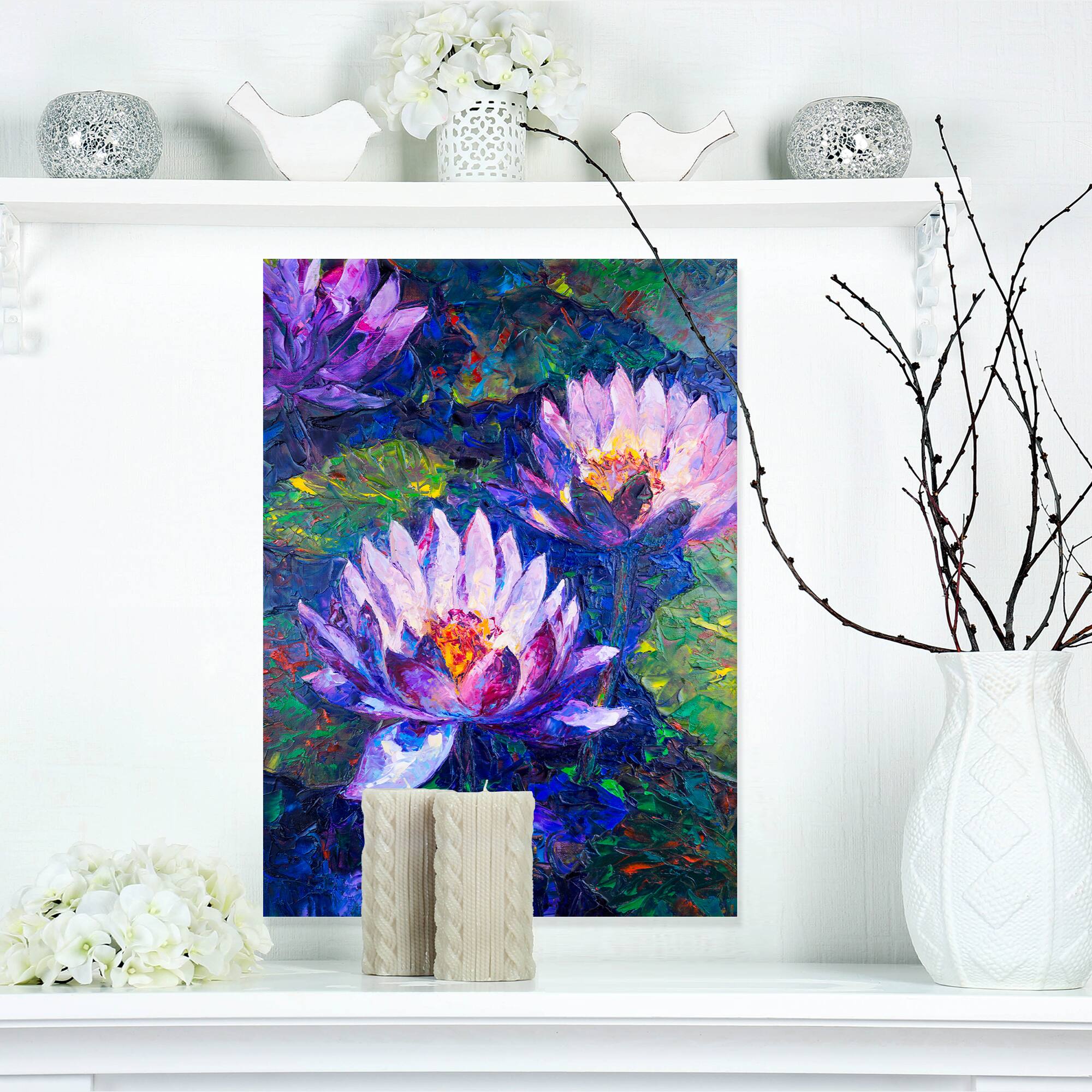 Designart - Blue Lotus Oil Painting