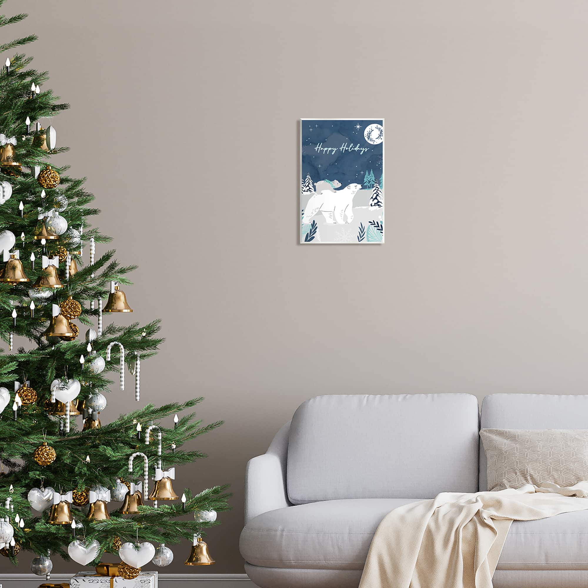 Stupell Industries Happy Holidays Winter Snow Bears Wall Plaque Art