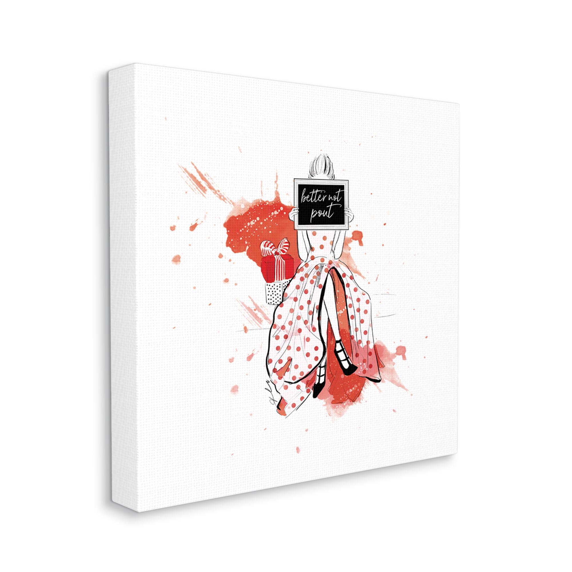 Stupell Industries Better Not Pout Holiday Fashion Canvas Wall Art