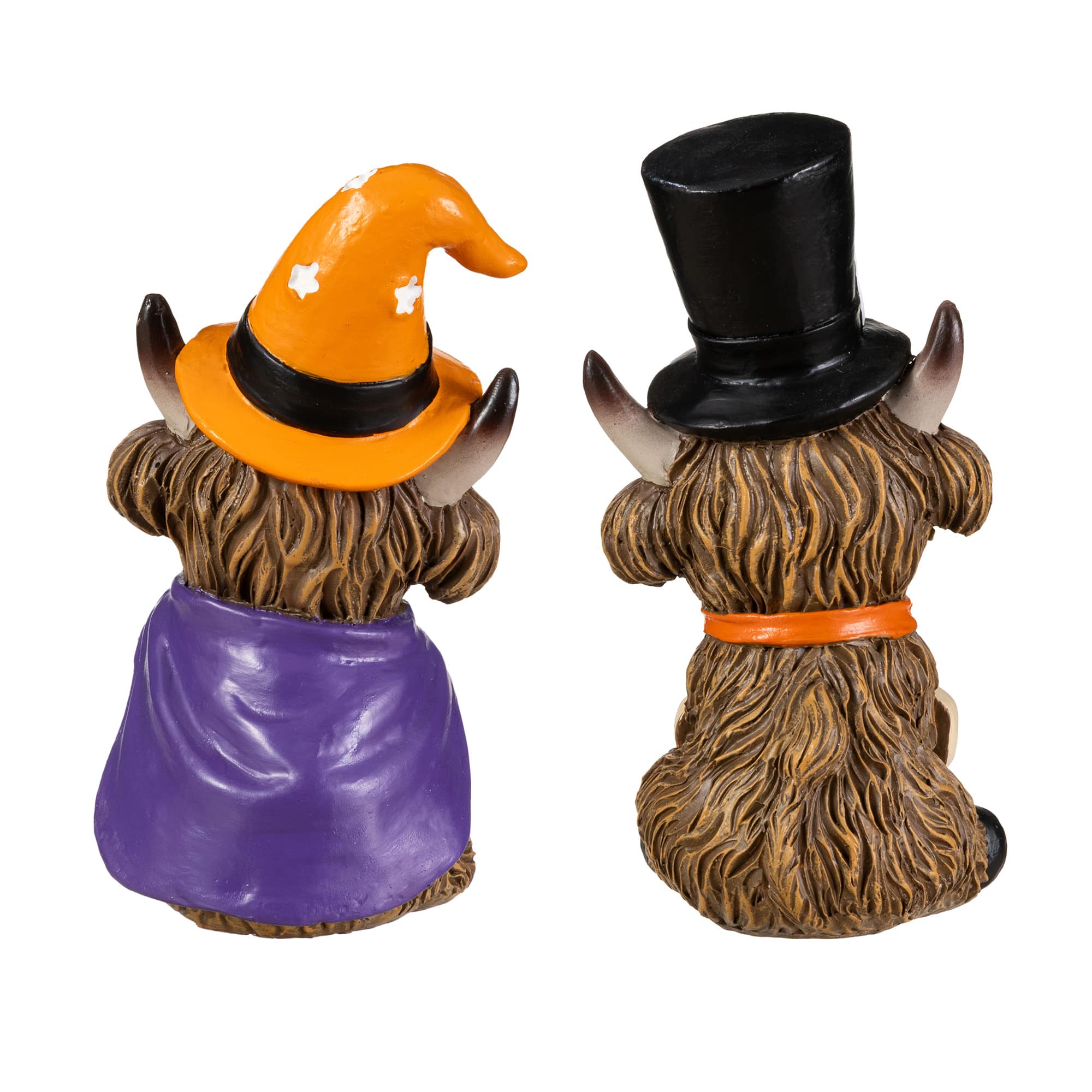 Glitzhome® 4.75" Halloween Resin Highland Cow Table Decor, Set of 2
