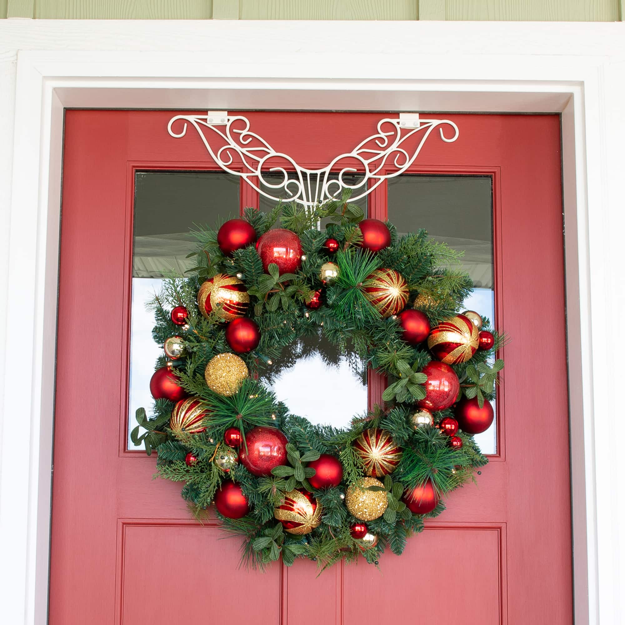 Village Lighting 30" Pre-Lit Christmas Classic Wreath, Clear LED Lights