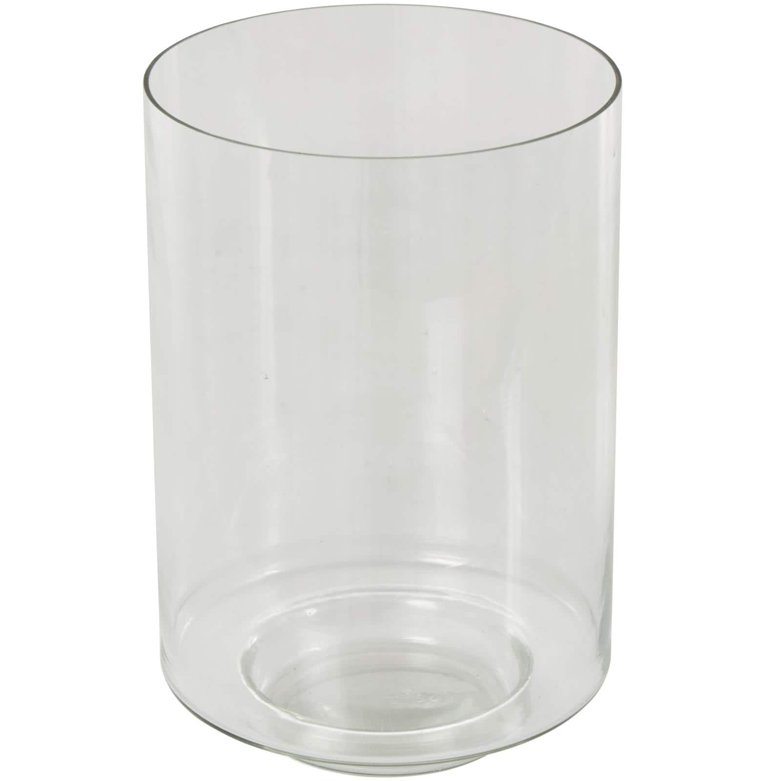 9.5" Clear Glass Wide Minimalistic Decorative Vase