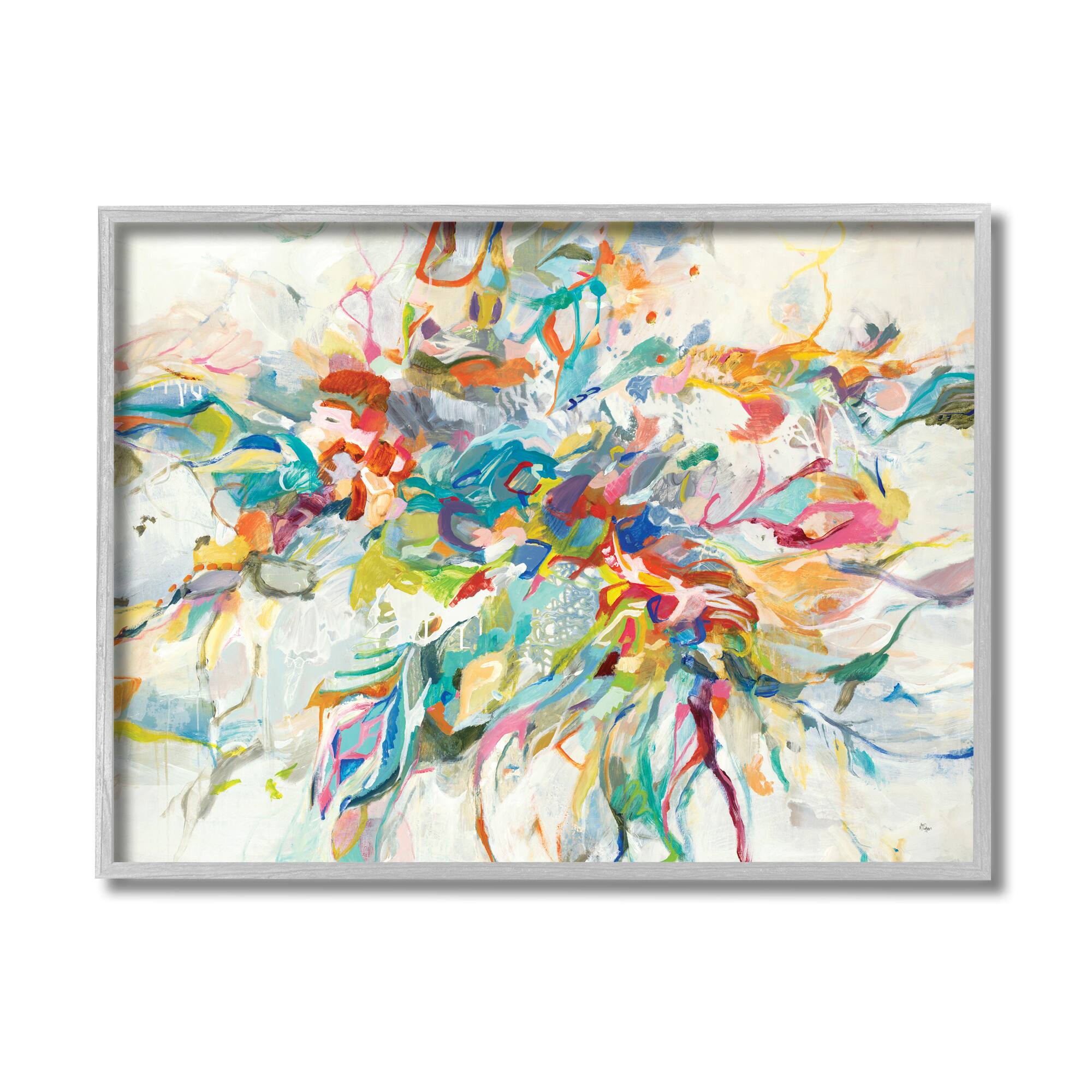 Stupell Industries Exciting Tropical Shapes Abstraction Wall Art in Gray Frame