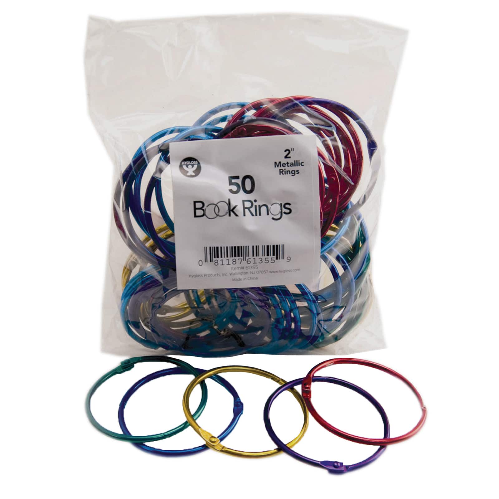 Hygloss Metallic Book Ring, 2" Diameter, Pack of 50