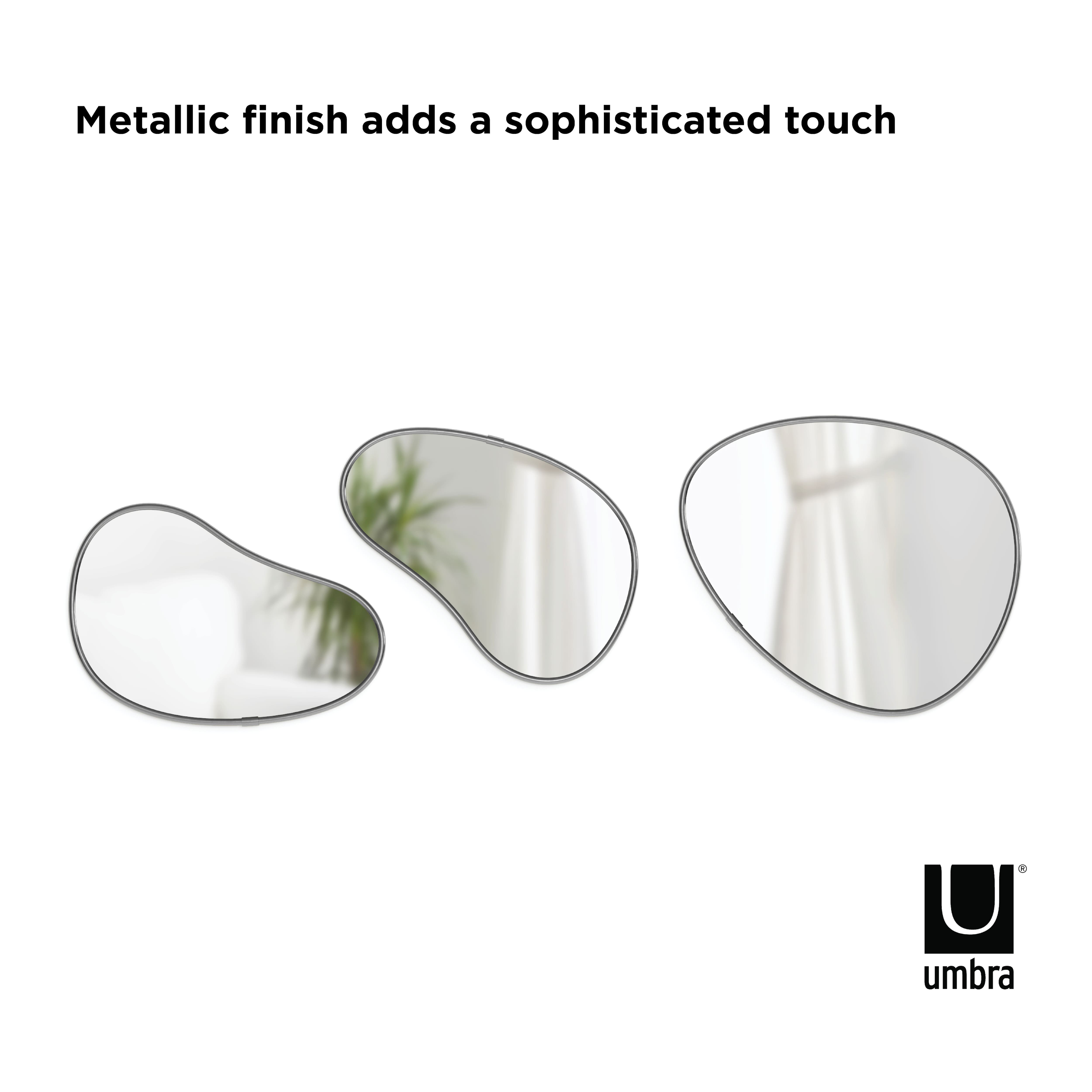 Umbra Titanium Hubba Pebble Mirror Set 