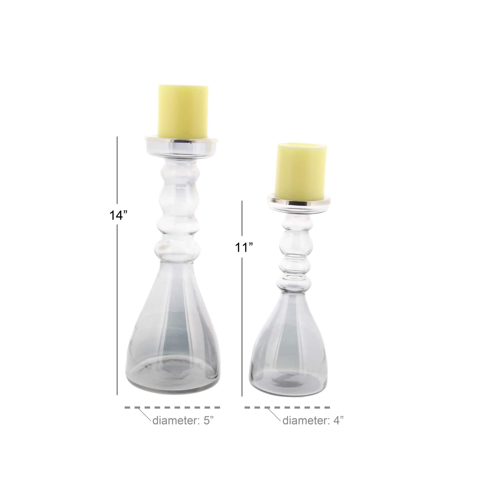Glass Contemporary Candle Holder Set
