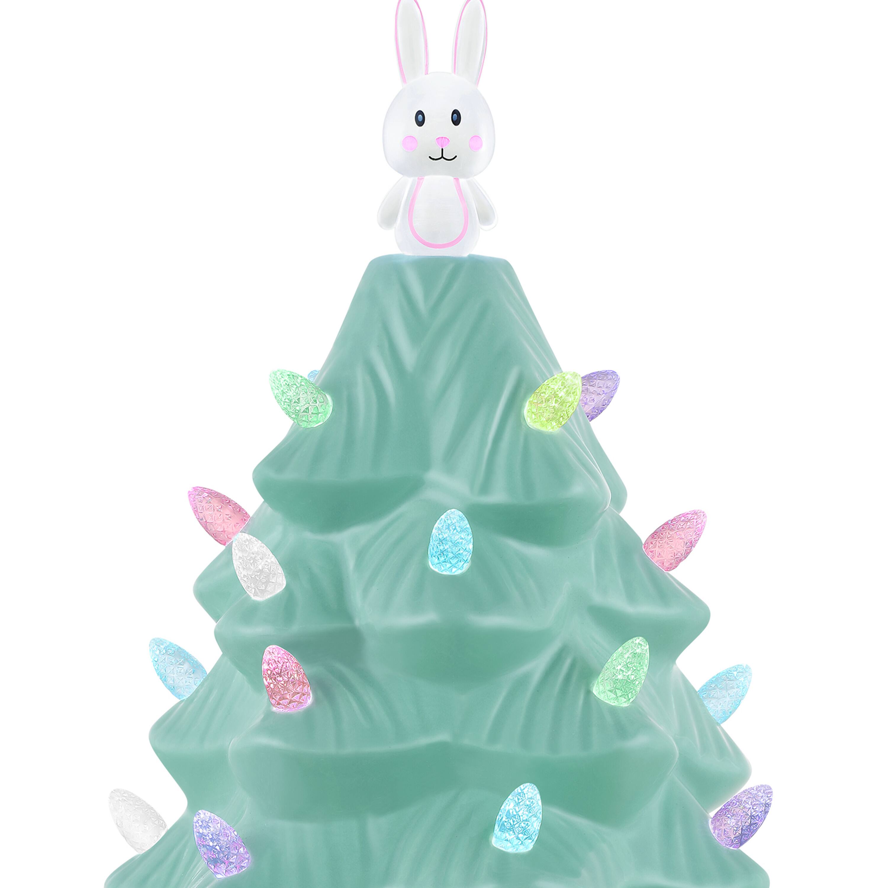 Mr. Cottontail Teal 13" Ceramic Easter Bunny Tree