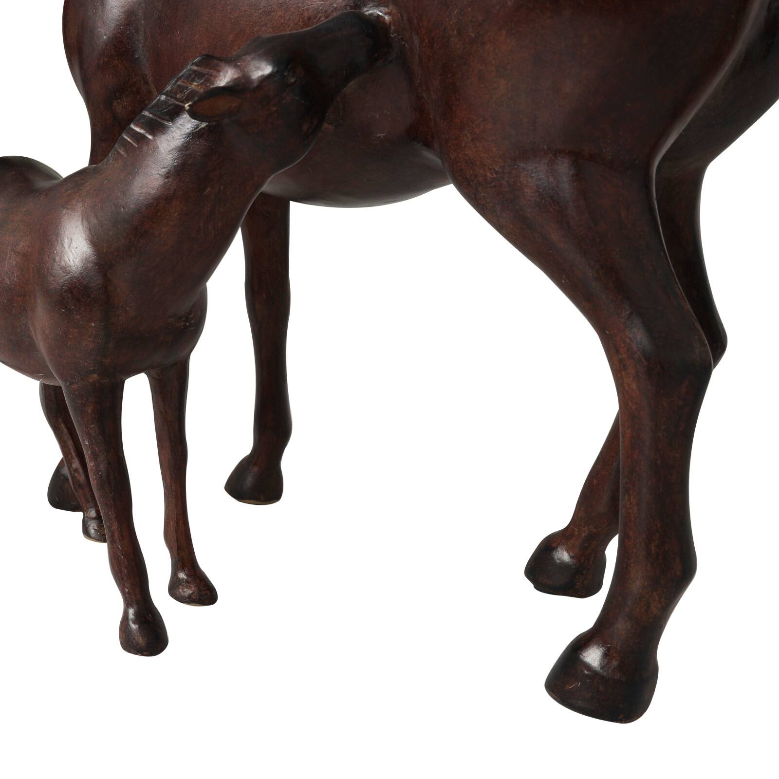 Dark Brown Horse Mom & Baby Sculpture