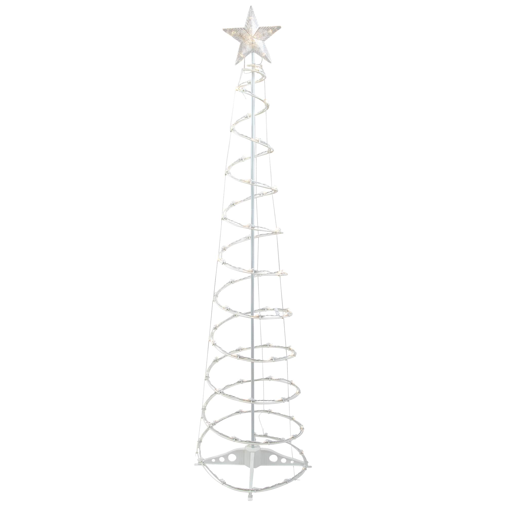 Northlight 6ft Led Lighted Spiral Cone Tree Warm White Lights Christmas Yard Art, One Size, White