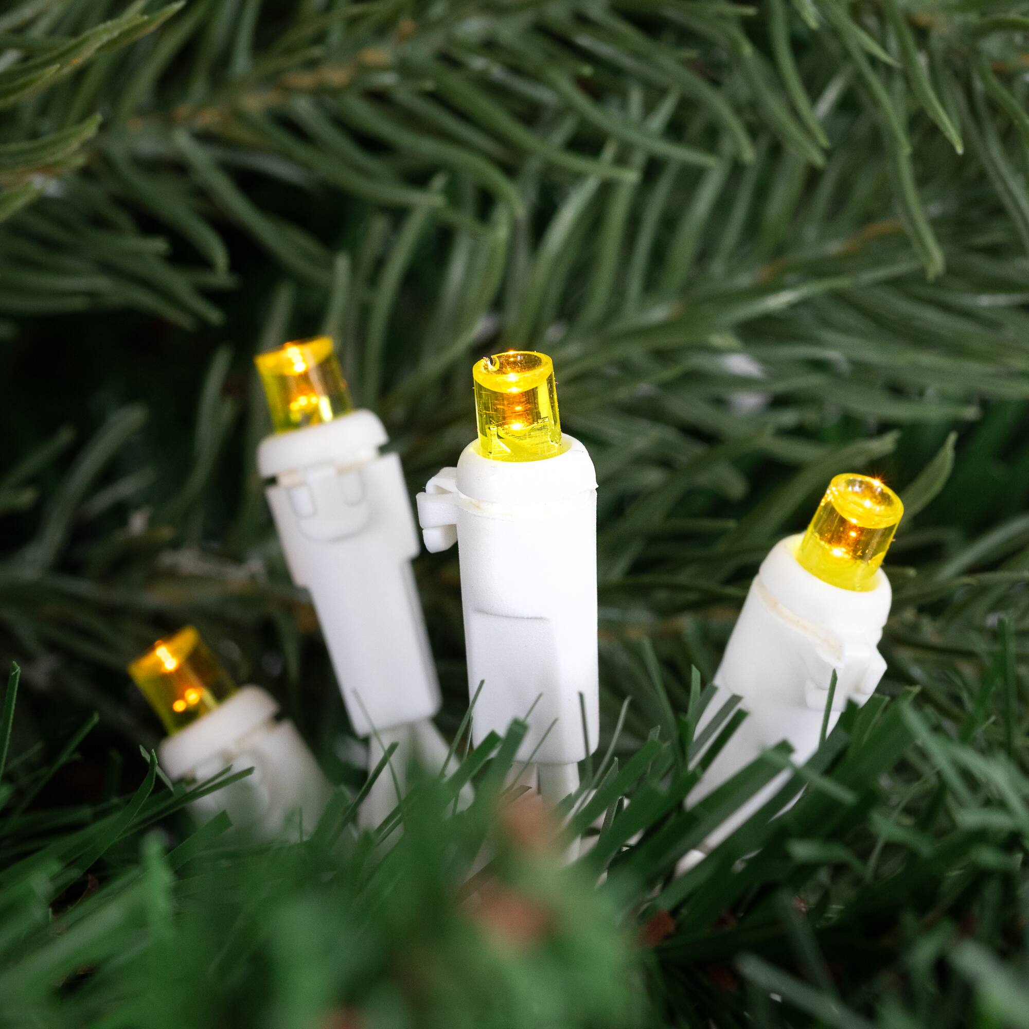 LED Wide Angle Christmas Lights - Yellow - 33' White Wire - 100 ct