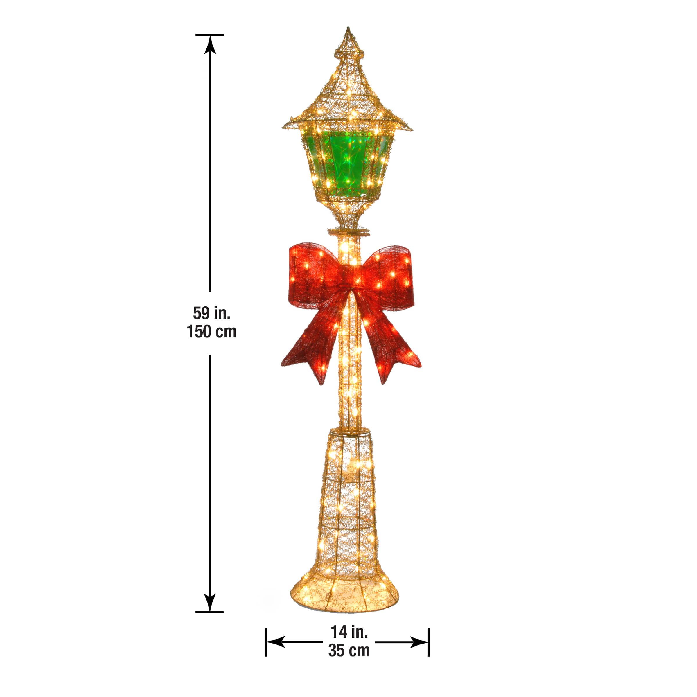 60" Gold Wire Lamp Post, Clear Lights
