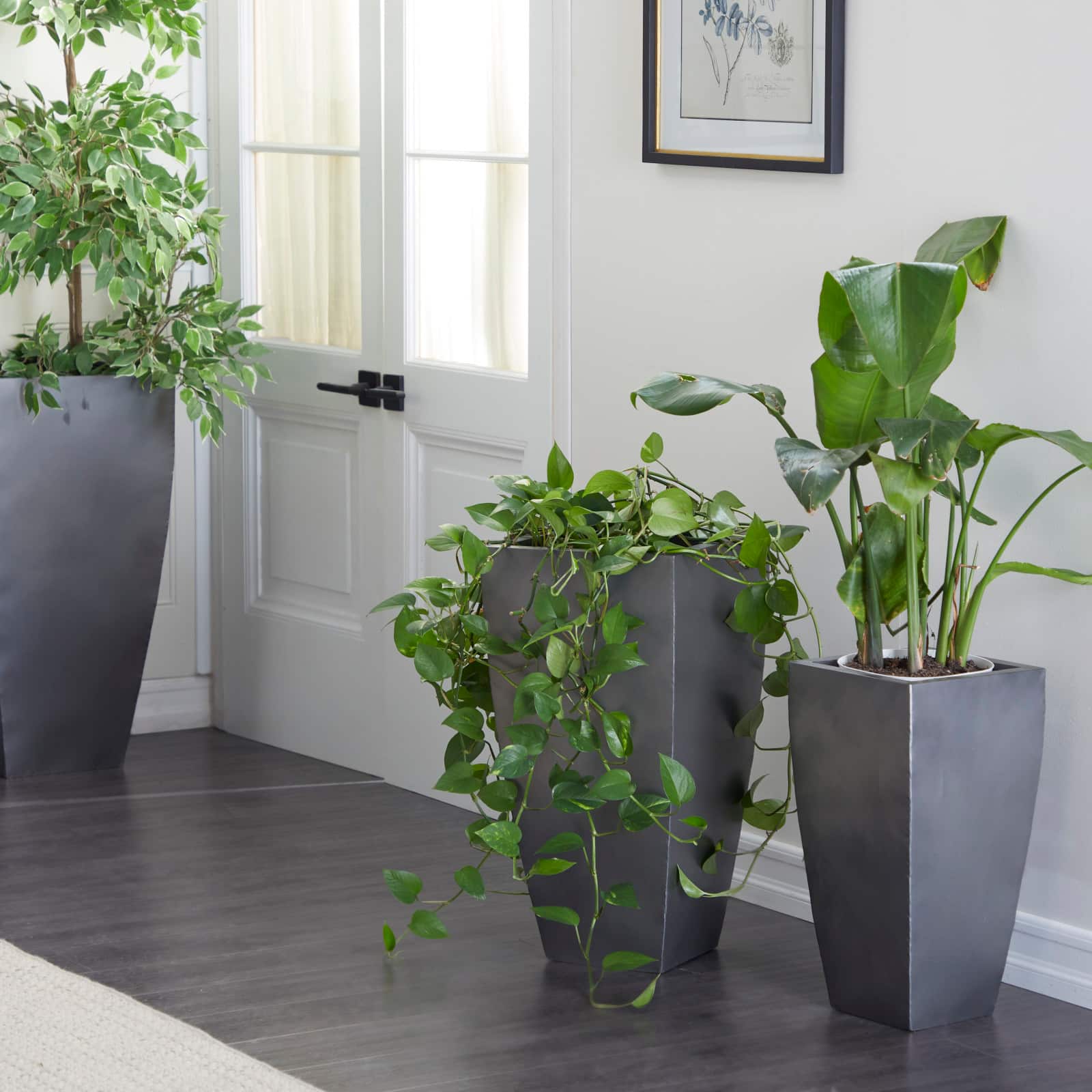 Gray Metal Modern Planter Set
