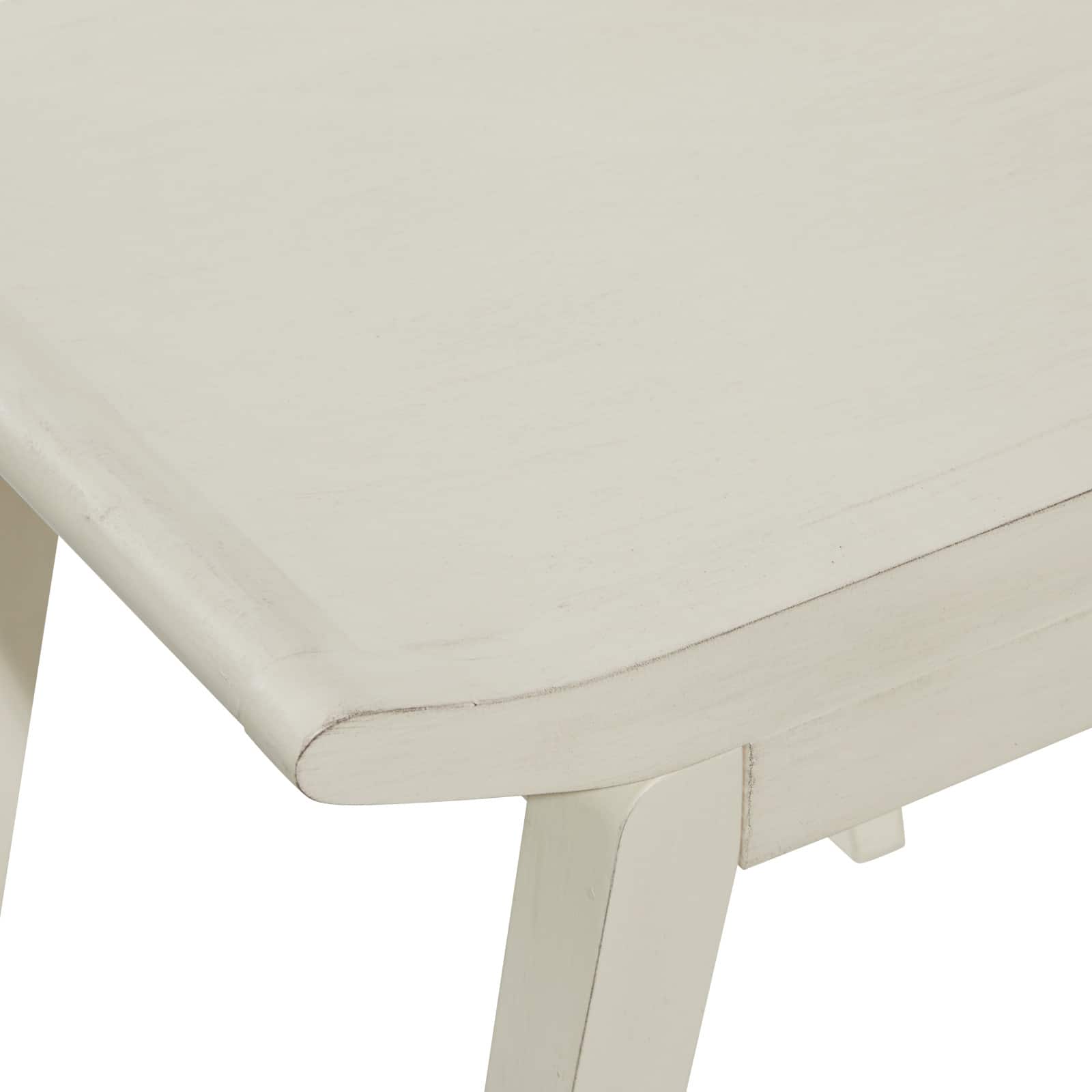 17" White Wood Traditional Stool