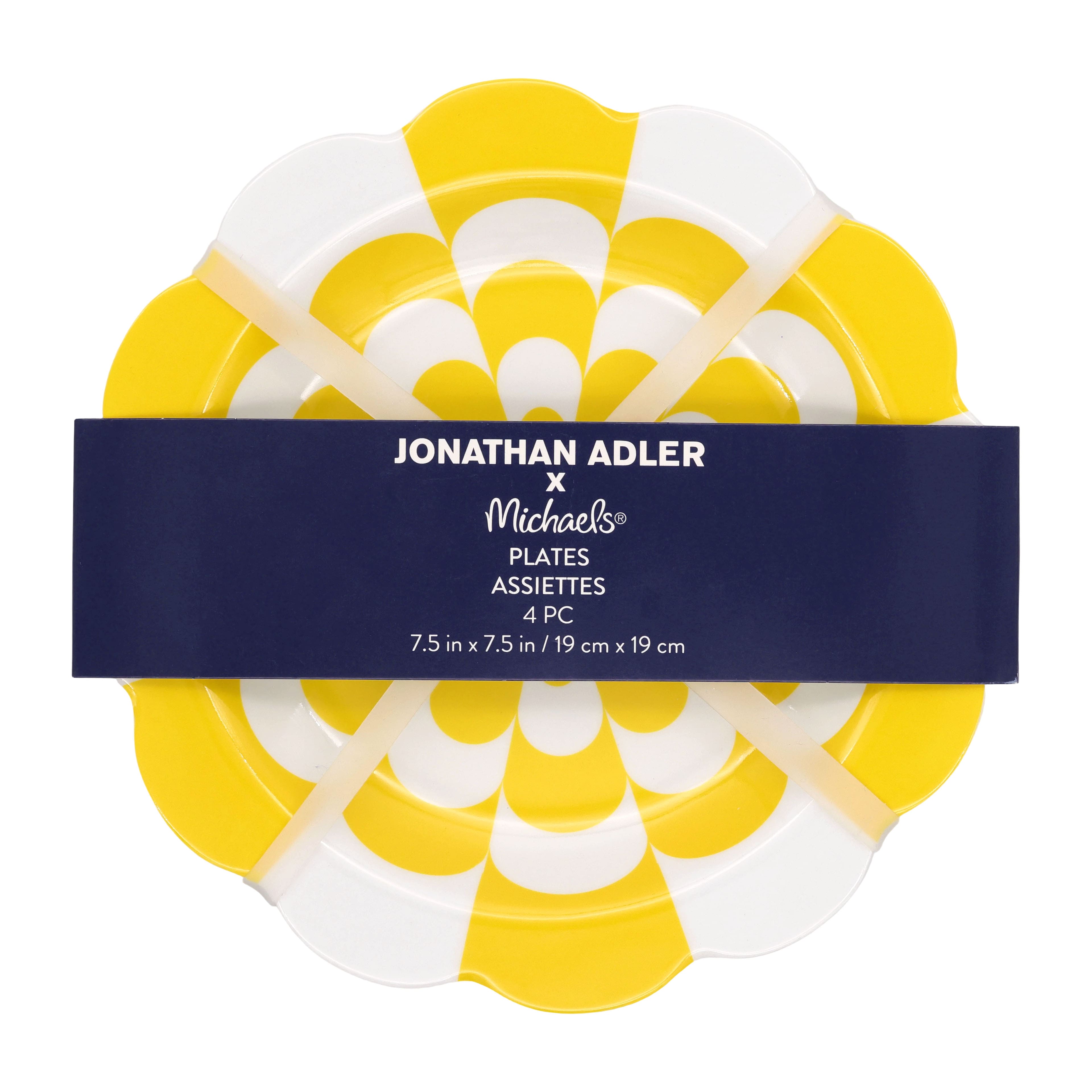 Jonathan Adler x Michaels 7.5" Yellow Wave Melamine Plates, 4ct.