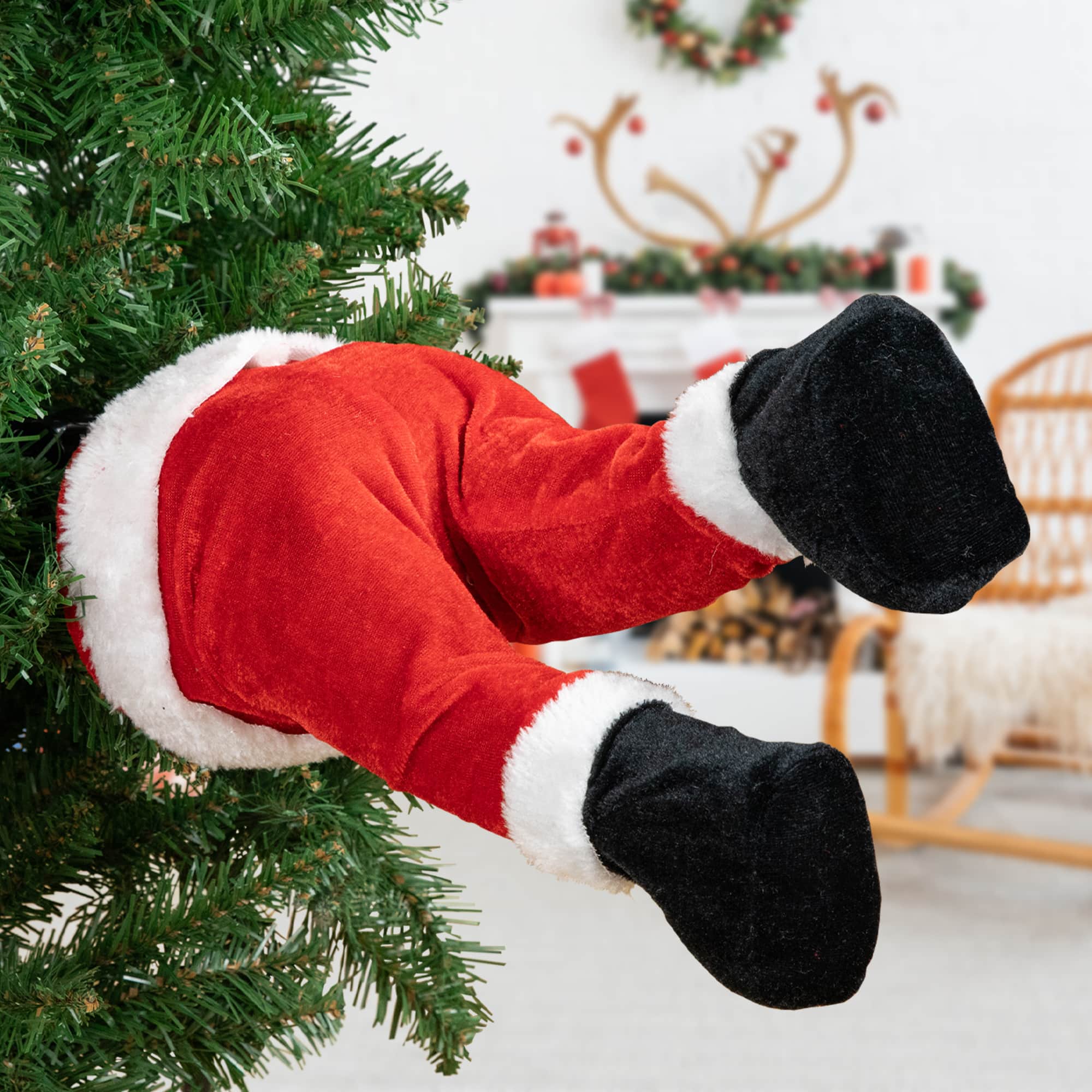 25.5" Animated & Musical Santa's Kicking Legs Christmas Decoration