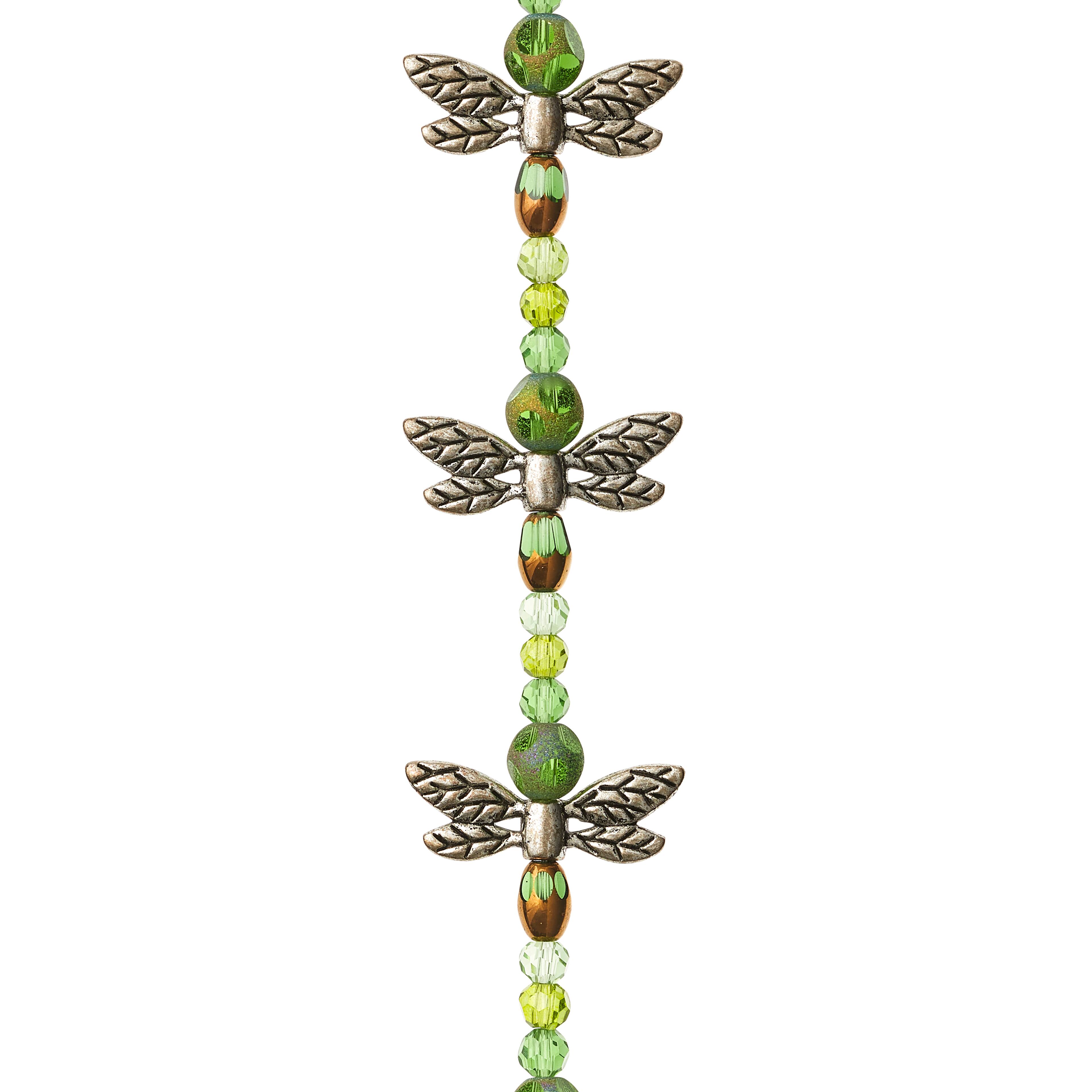 12 Packs: 42 ct. (504 total) Silver & Green Dragonfly Mix Beads by Bead Landing™