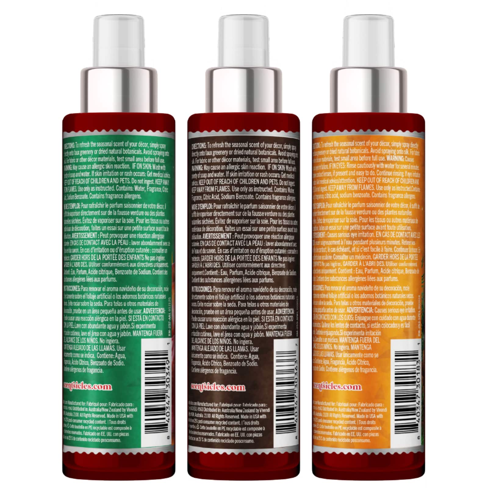 Scentsicles Scent Mister Into the Vanilla Woods, Autumn 'n Apples and Spiced Pine Cones, 3 pack