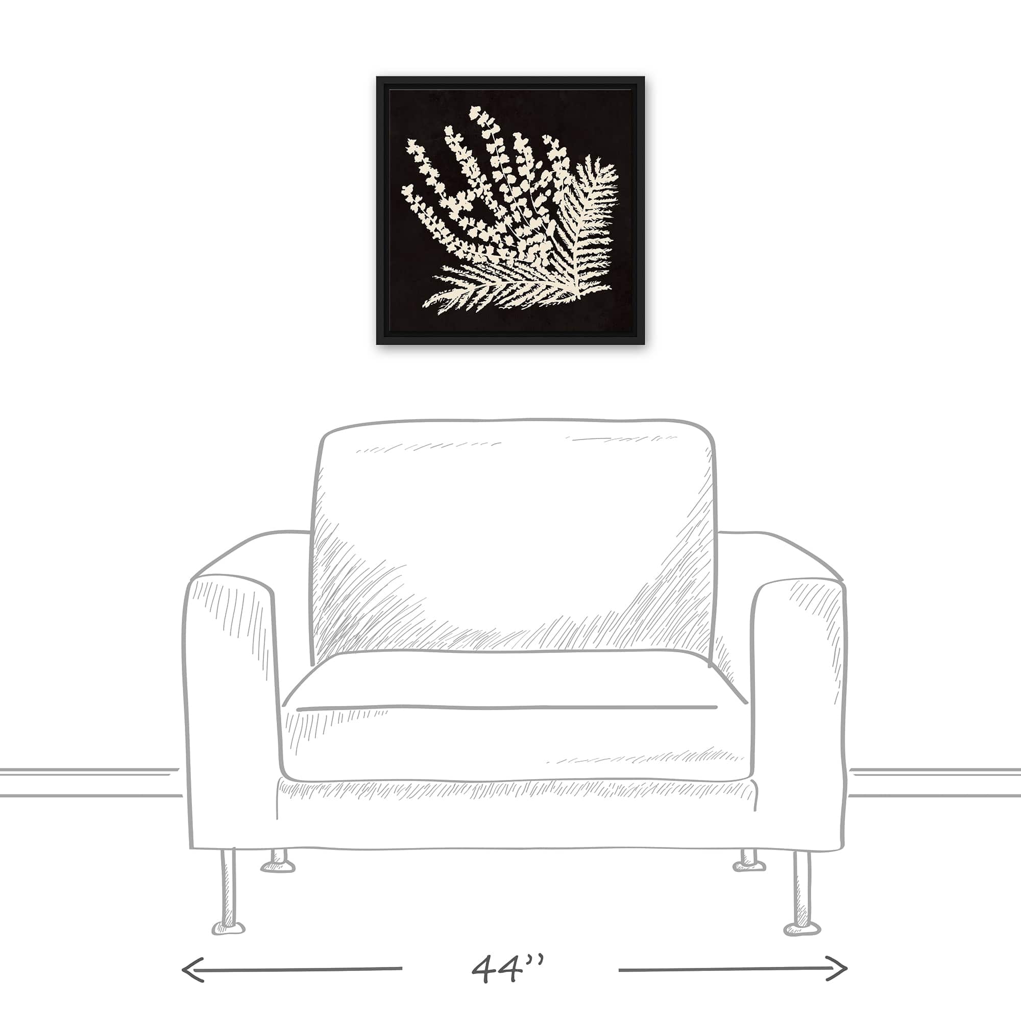 Coal Botanical 16" x 16" Black Floating Framed Canvas