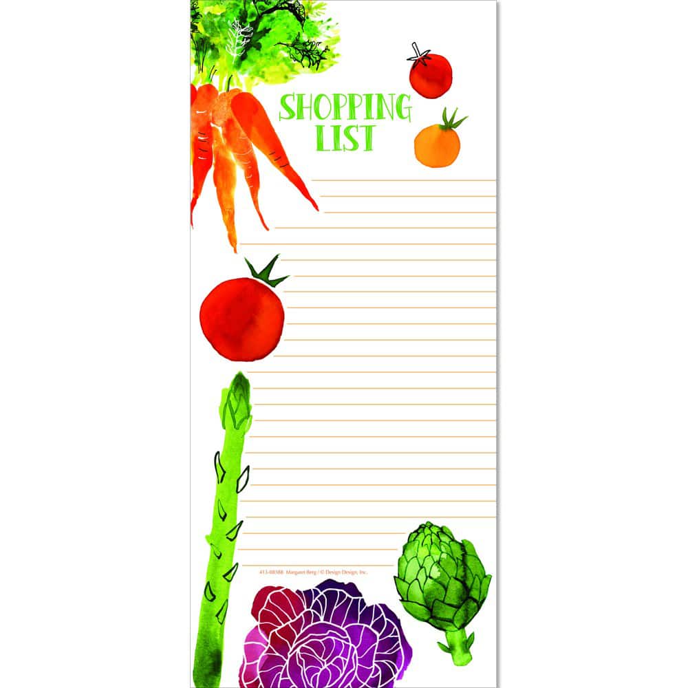 JAM Paper Eat Your Veggies Magnetic Shopping List Pad, 2ct.