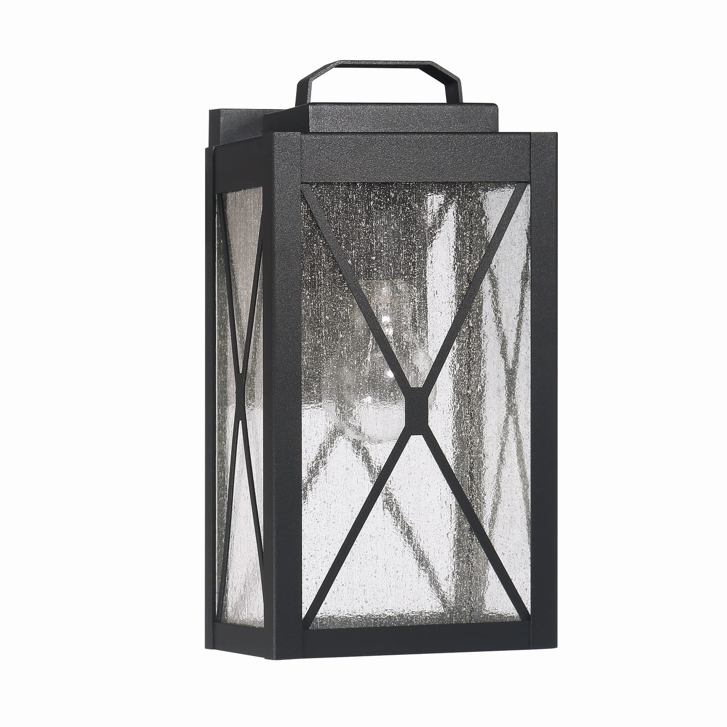 Hello Honey® Charleston Matte Black Farmhouse Rectangular Metal & Glass Wall Mounted Outdoor Light
