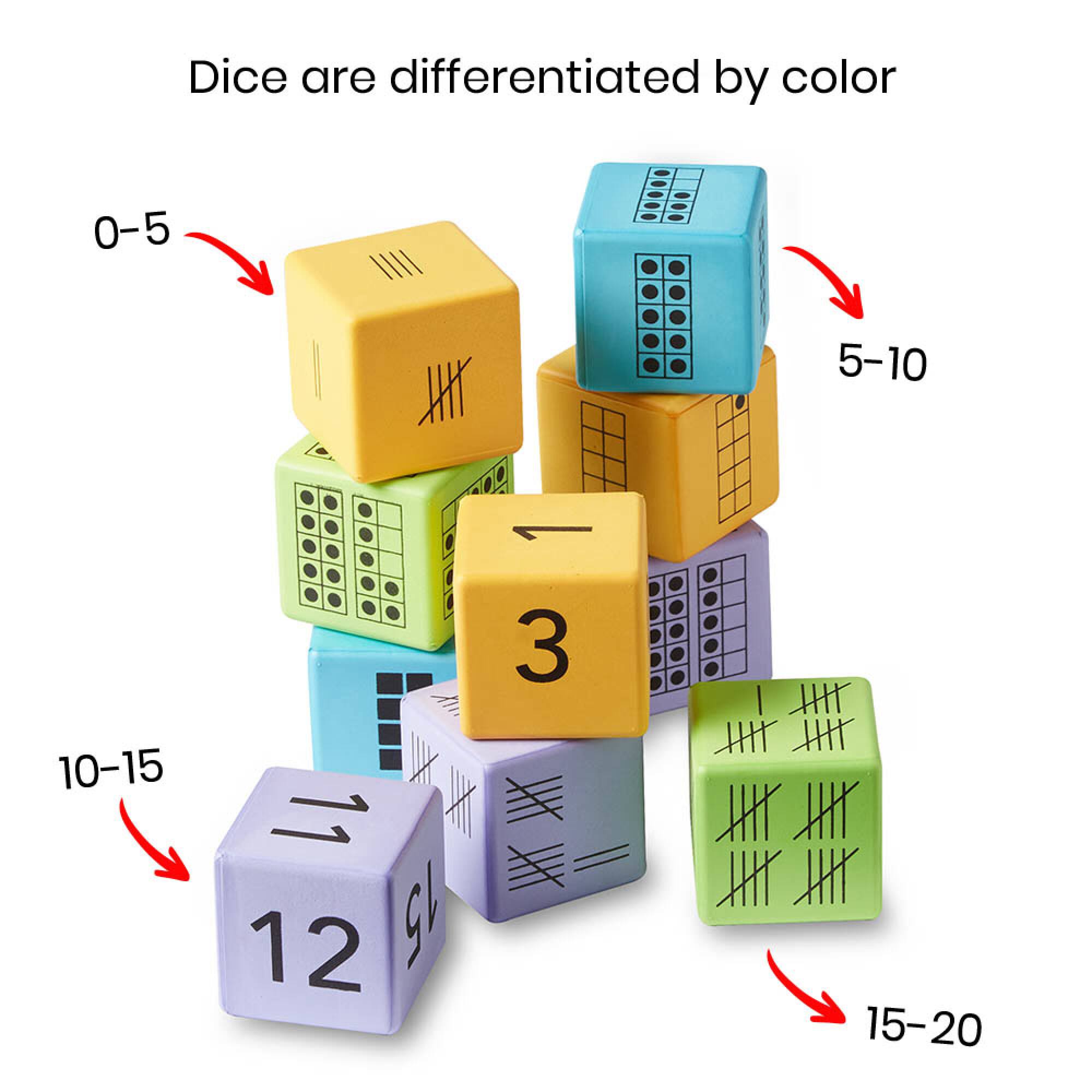 hand2mind® Colorful Foam Number Representation Dice, 16ct.
