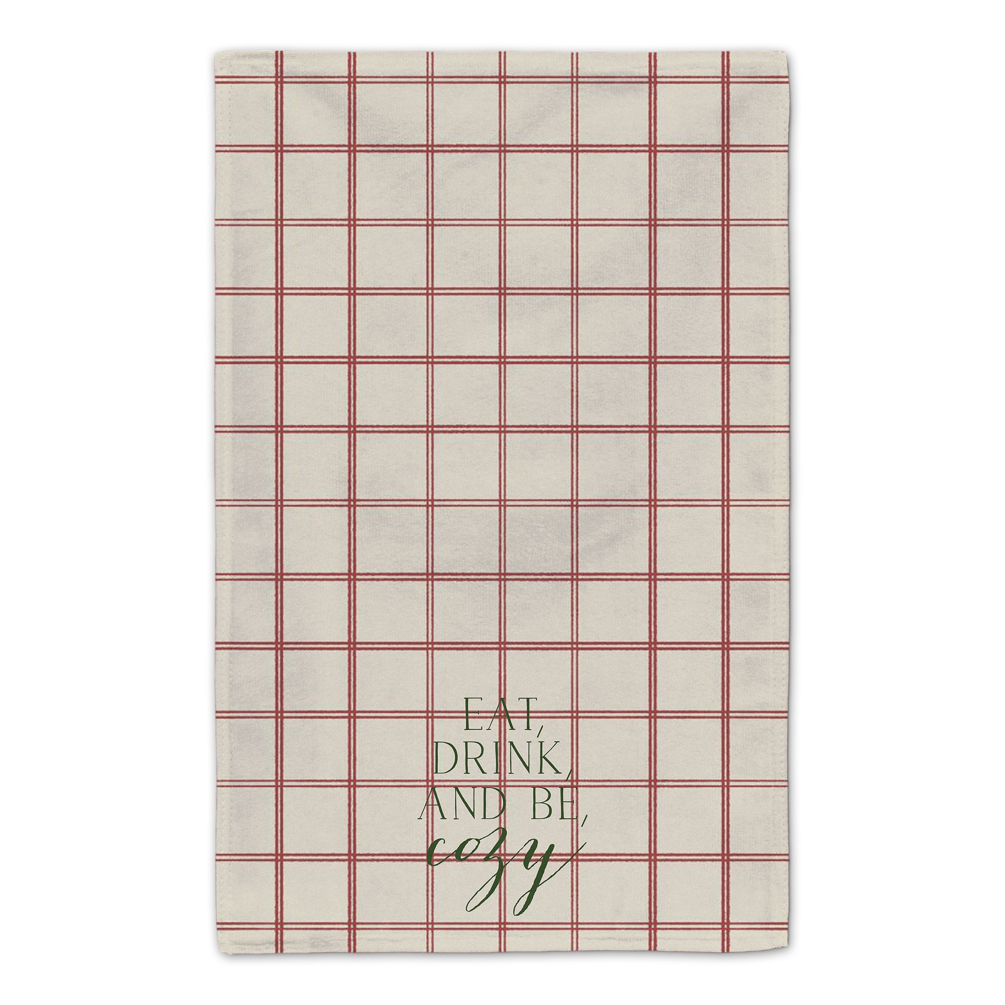 Be Cozy Red and Cream Check Tea Towel - Set of 2