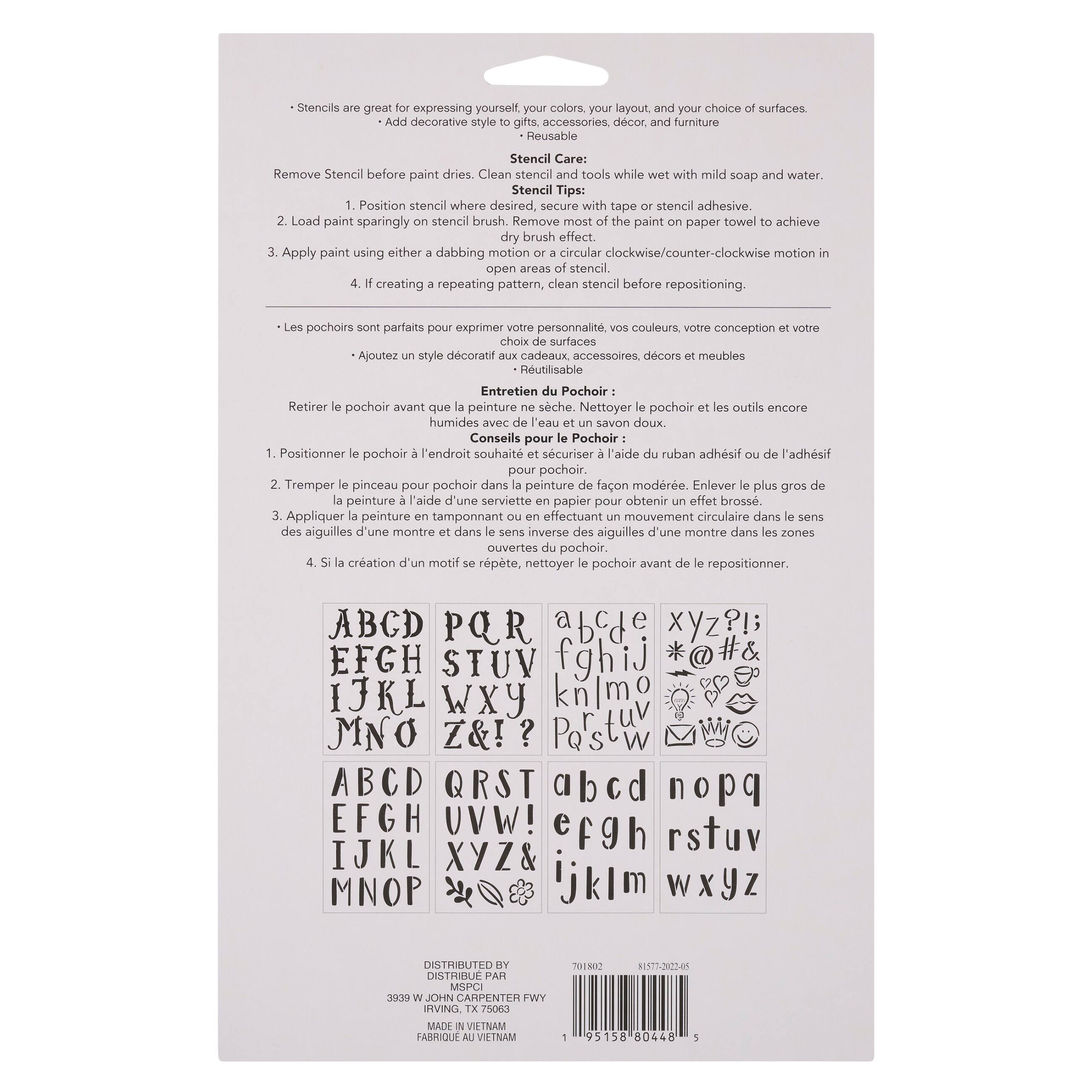 6 Pack: 2" Summer Camp Alphabet Stencils by Craft Smart®