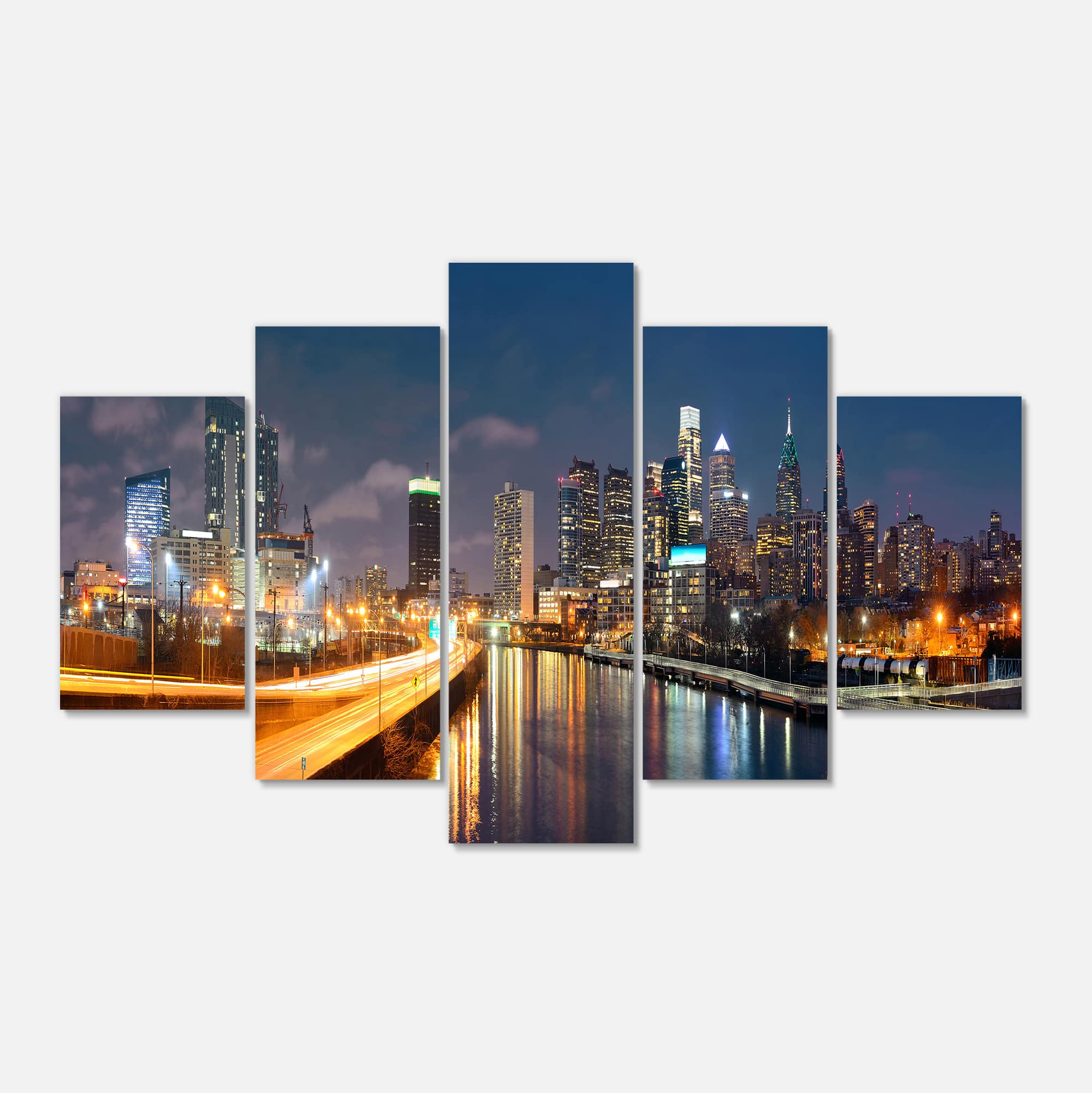 Designart - Philadelphia Skyline at Night - Cityscape Canvas Print