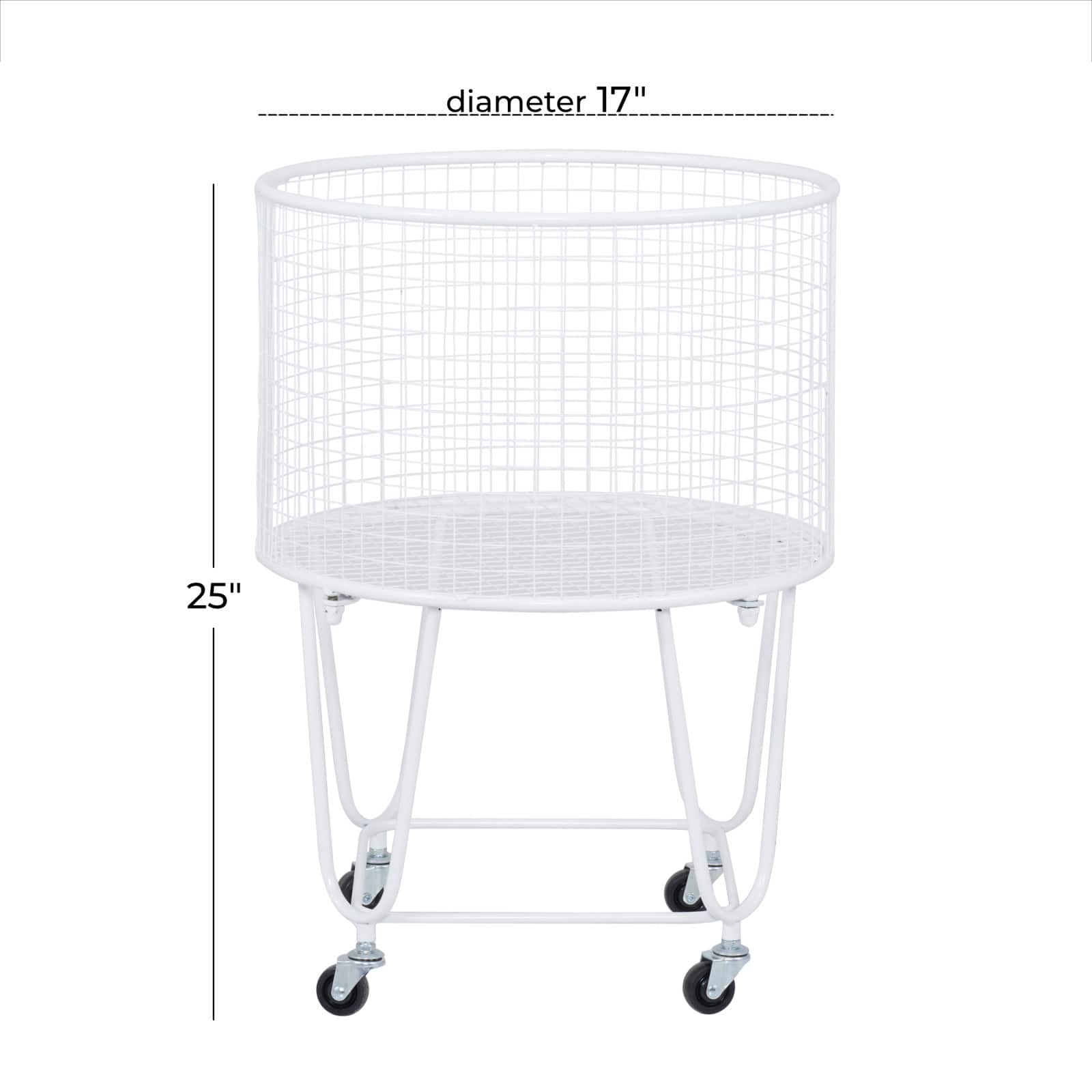 24" White Iron French Country Storage Cart