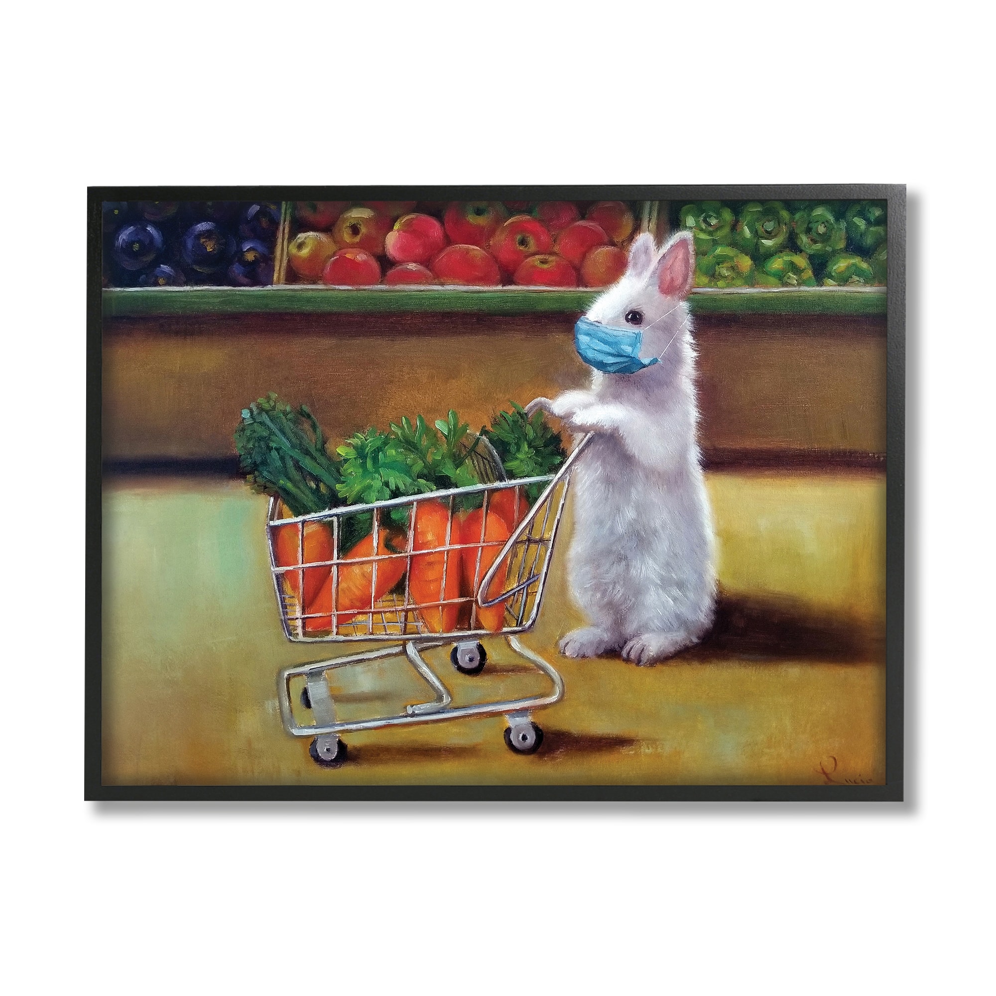 Stupell Industries Bunny Shopping in Face Mask Wall Art in Frame