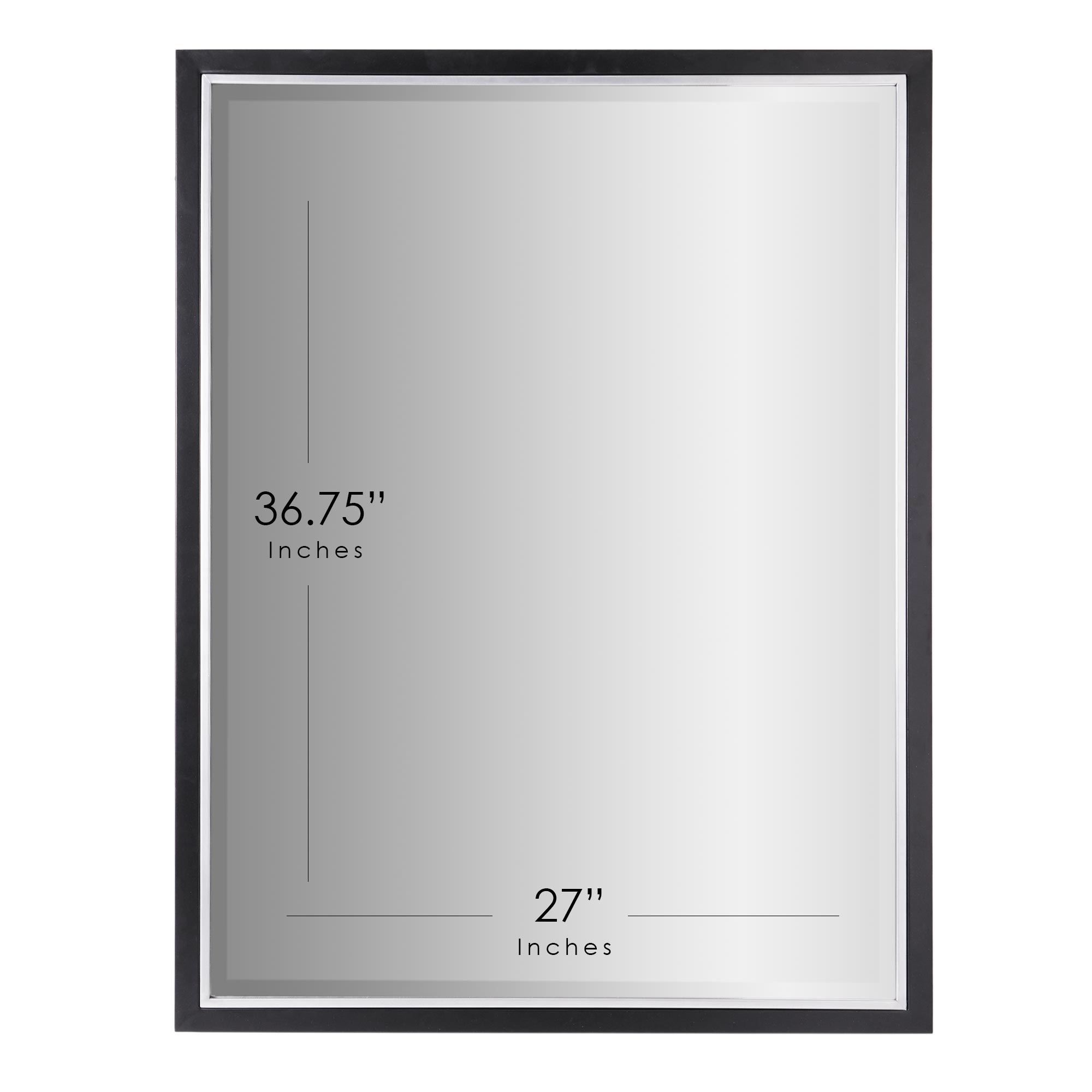 Brushed Black/Chrome Metal Framed Beveled Edge Wall Mirror - 30" x 40"