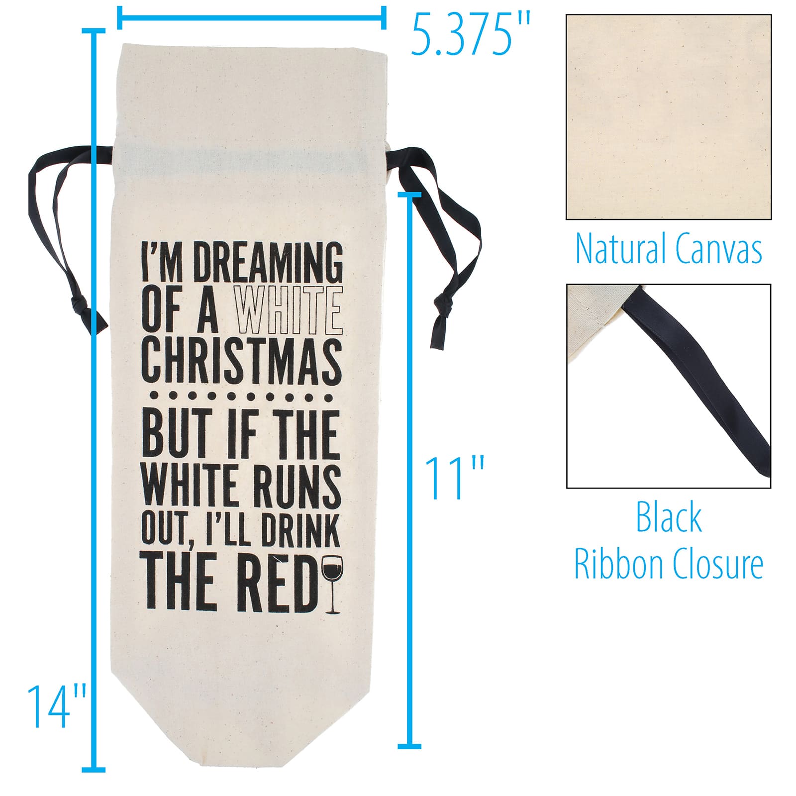 Personality Case™ White Christmas Canvas Wine Bag