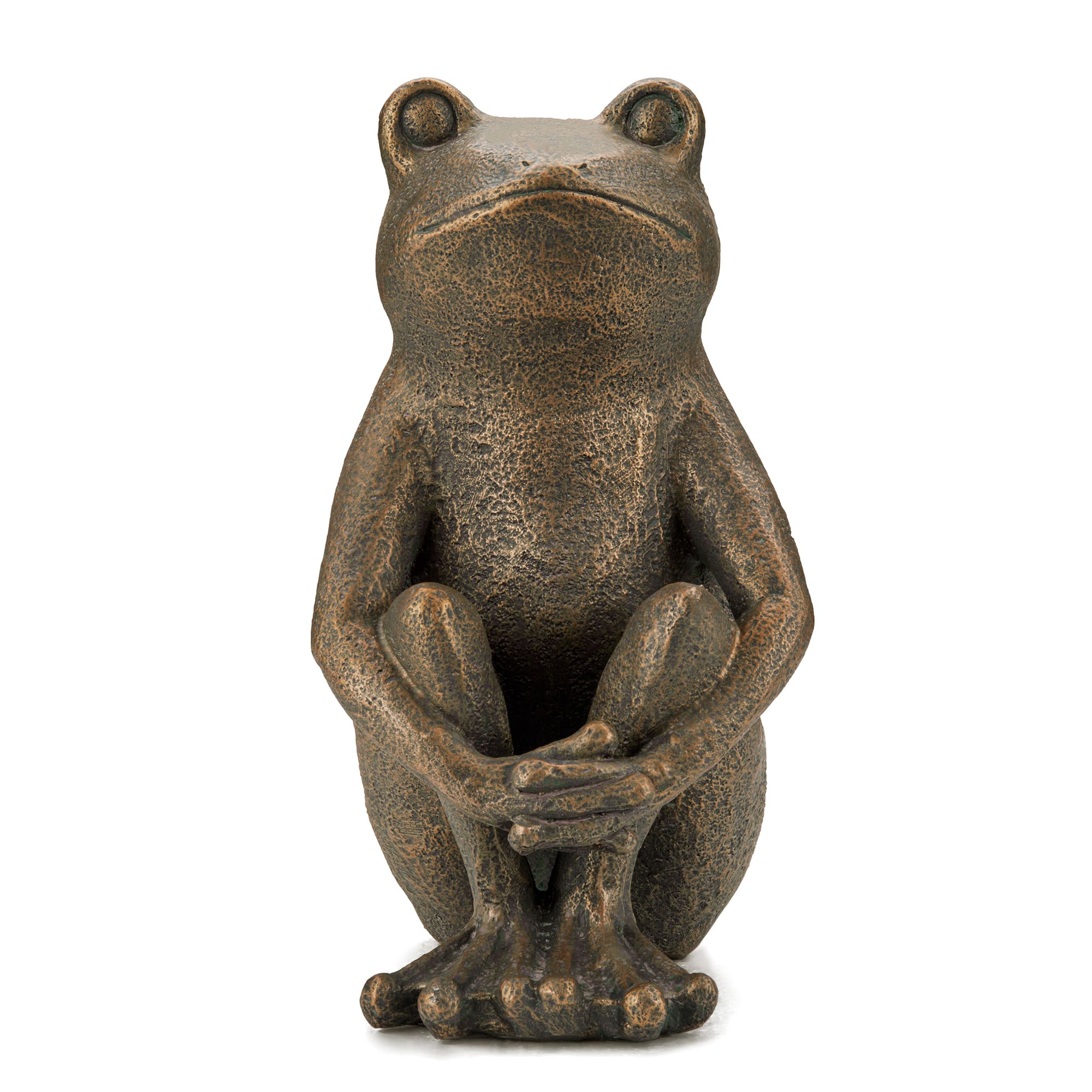 Glitzhome® 12" Resin Bronze Squatting Frog Statue