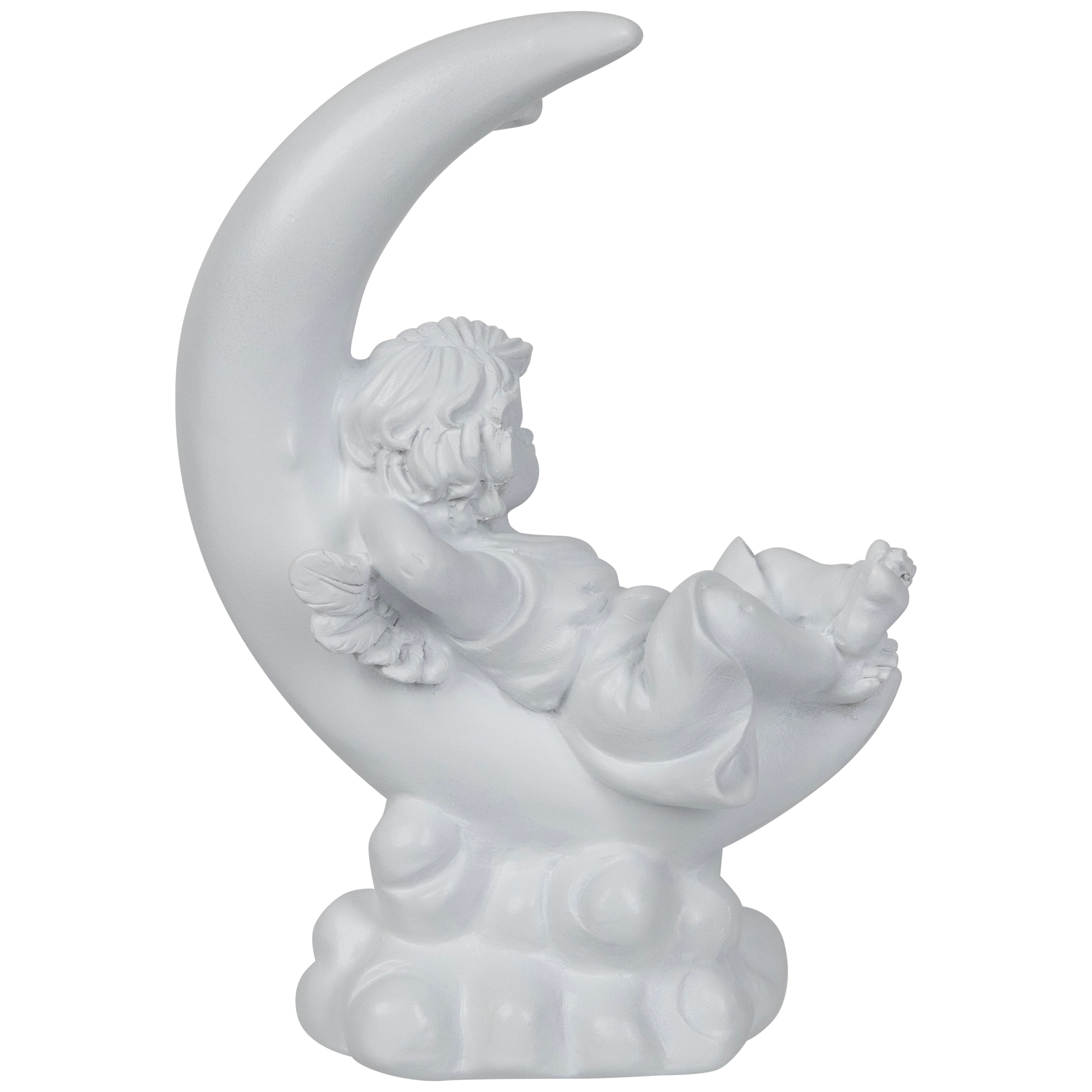 Boy Cherub Resting on Crescent Moon Statue - 7.25"