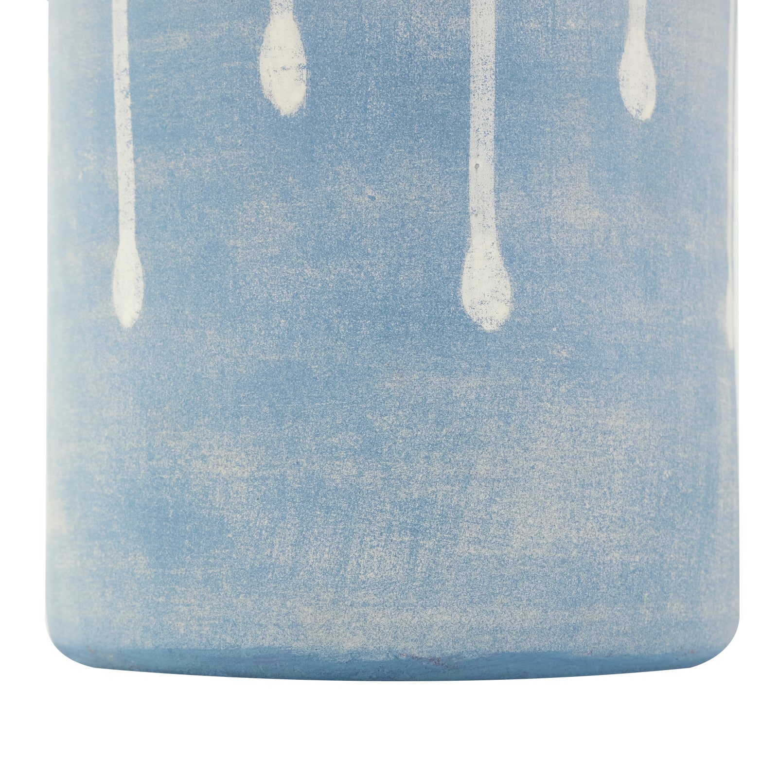 15" Blue & Gray Ceramic Abstract Ombre Drip Vase