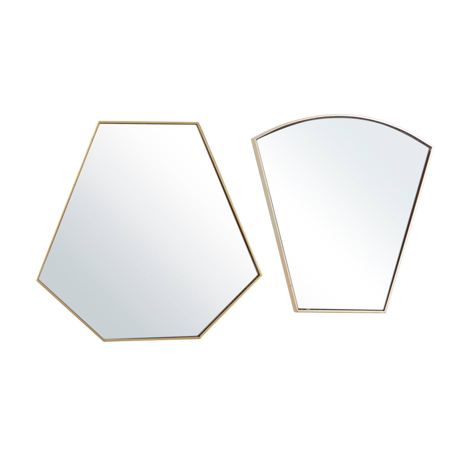 CosmoLiving by Cosmopolitan Set of 2 Gold Metal Contemporary Wall Mirror, 18", 19"
