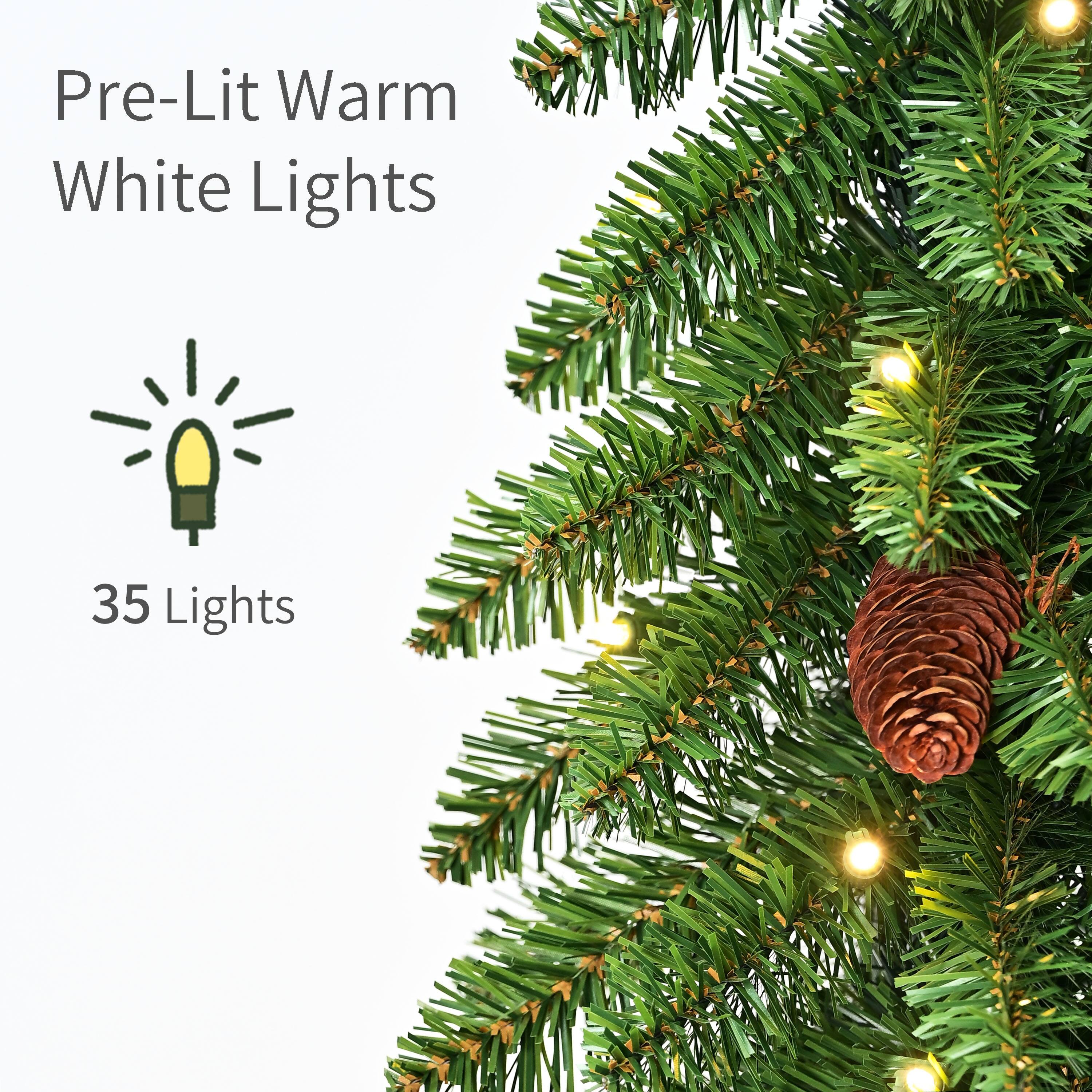 Puleo International 4ft. Pre-Lit Artificial Alpine Christmas Trees with Pinecones, Warm White LED Lights, 2ct.