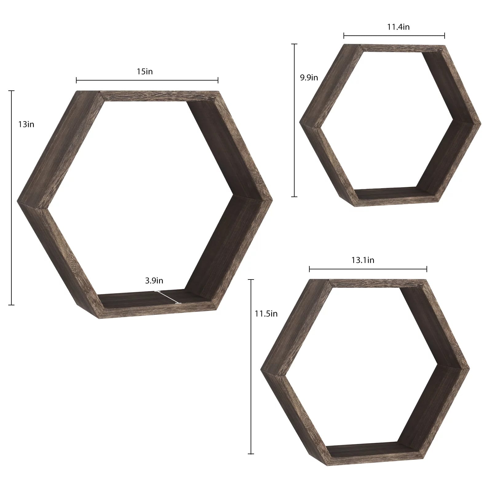 Rustic Dark Brown Floating Shelf Set