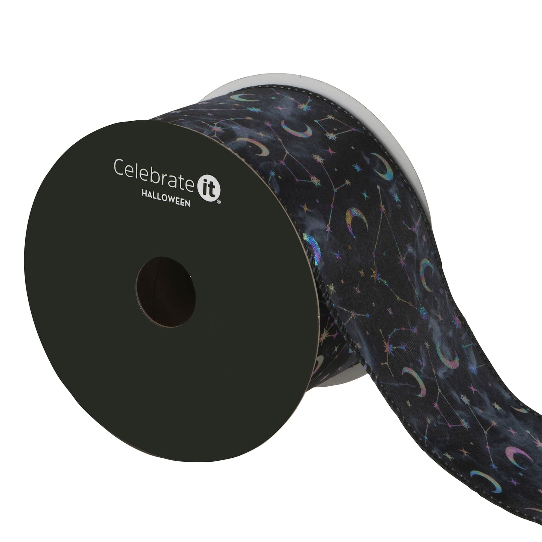 2.5" x 6.6yd. Black Foil Sky Wired Ribbon by Celebrate It®
