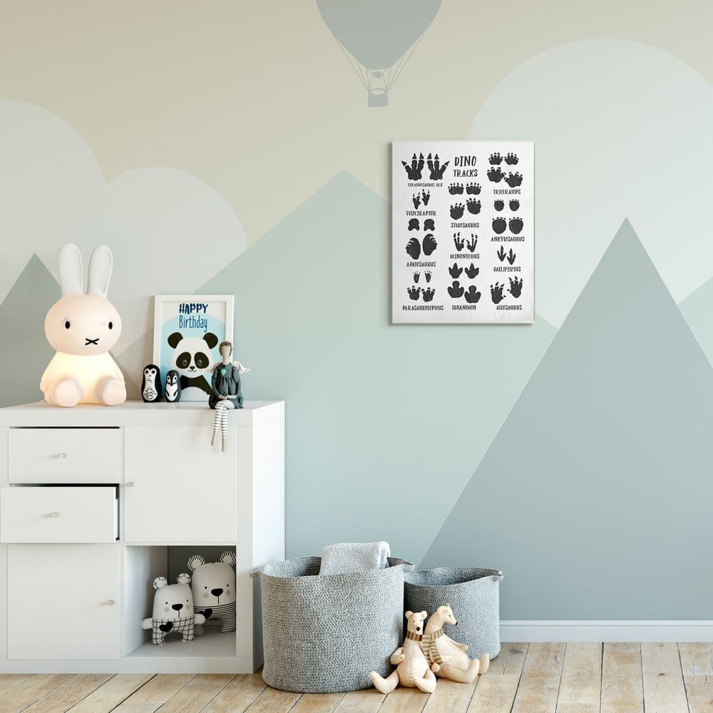 Stupell Industries Children's Rustic Dinosaur Track Chart with Text Wood Wall Plaque