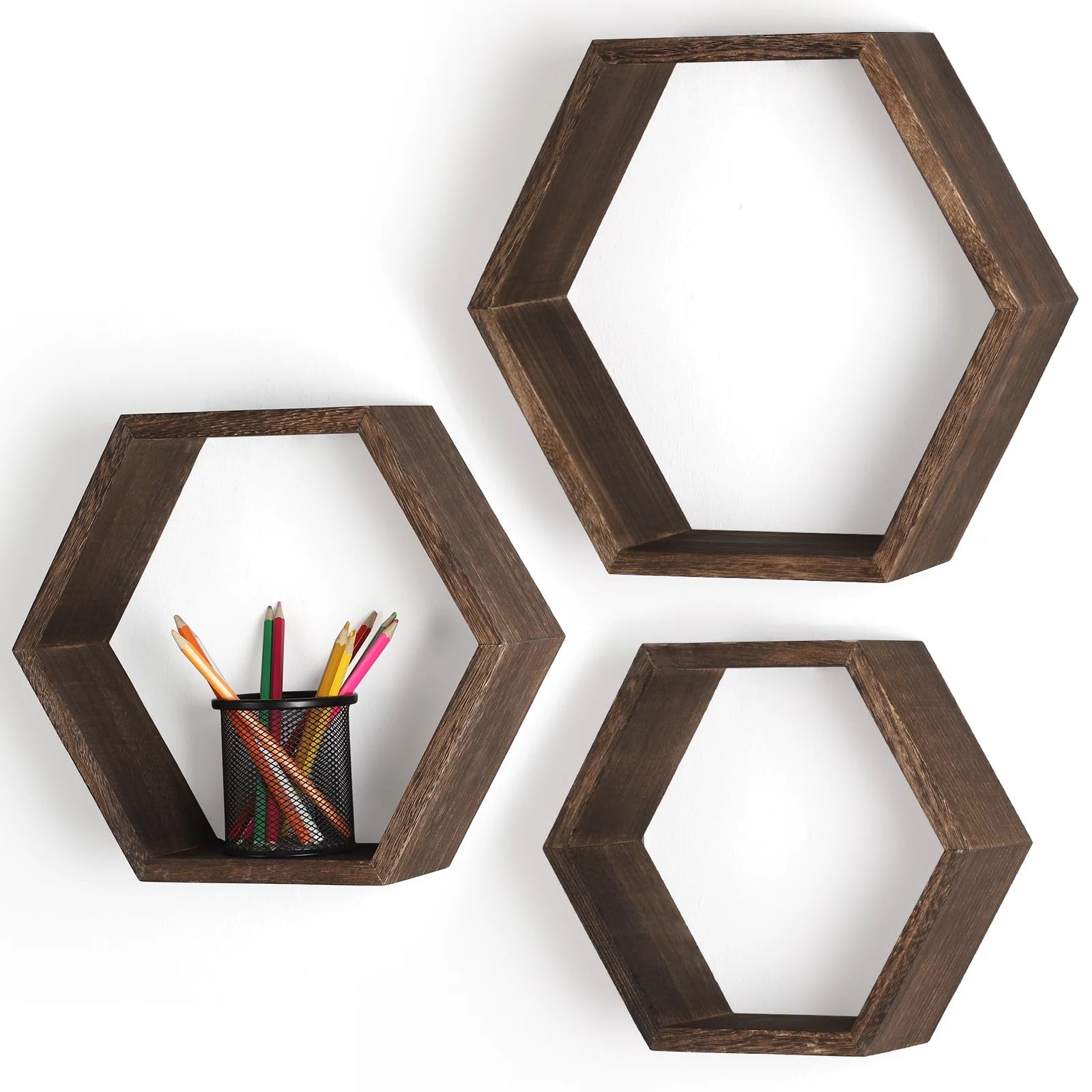Rustic Dark Brown Floating Shelf Set