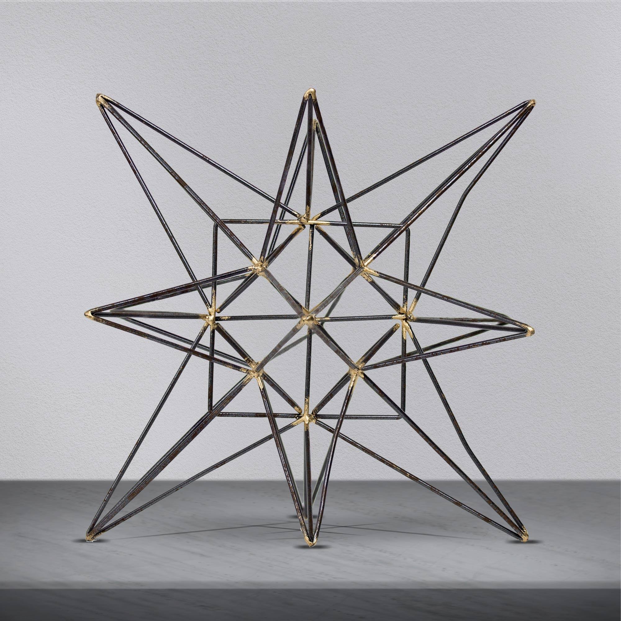 10" Gunmetal & Gold Metal Star Figurine