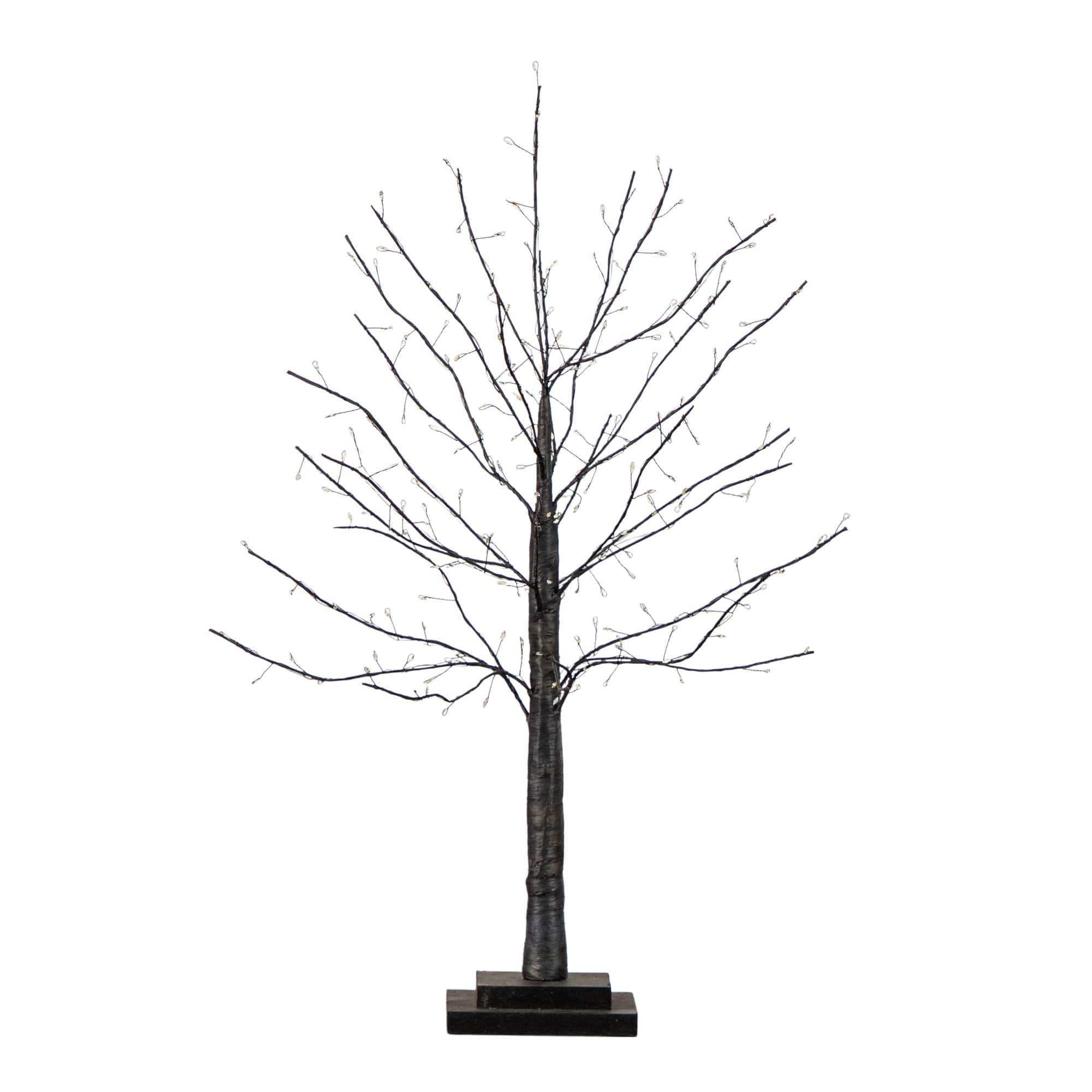 2ft. Pre-Lit Artificial Halloween Black Twig Tree with 210 Warm White Fairy Copper Wire LED Lights