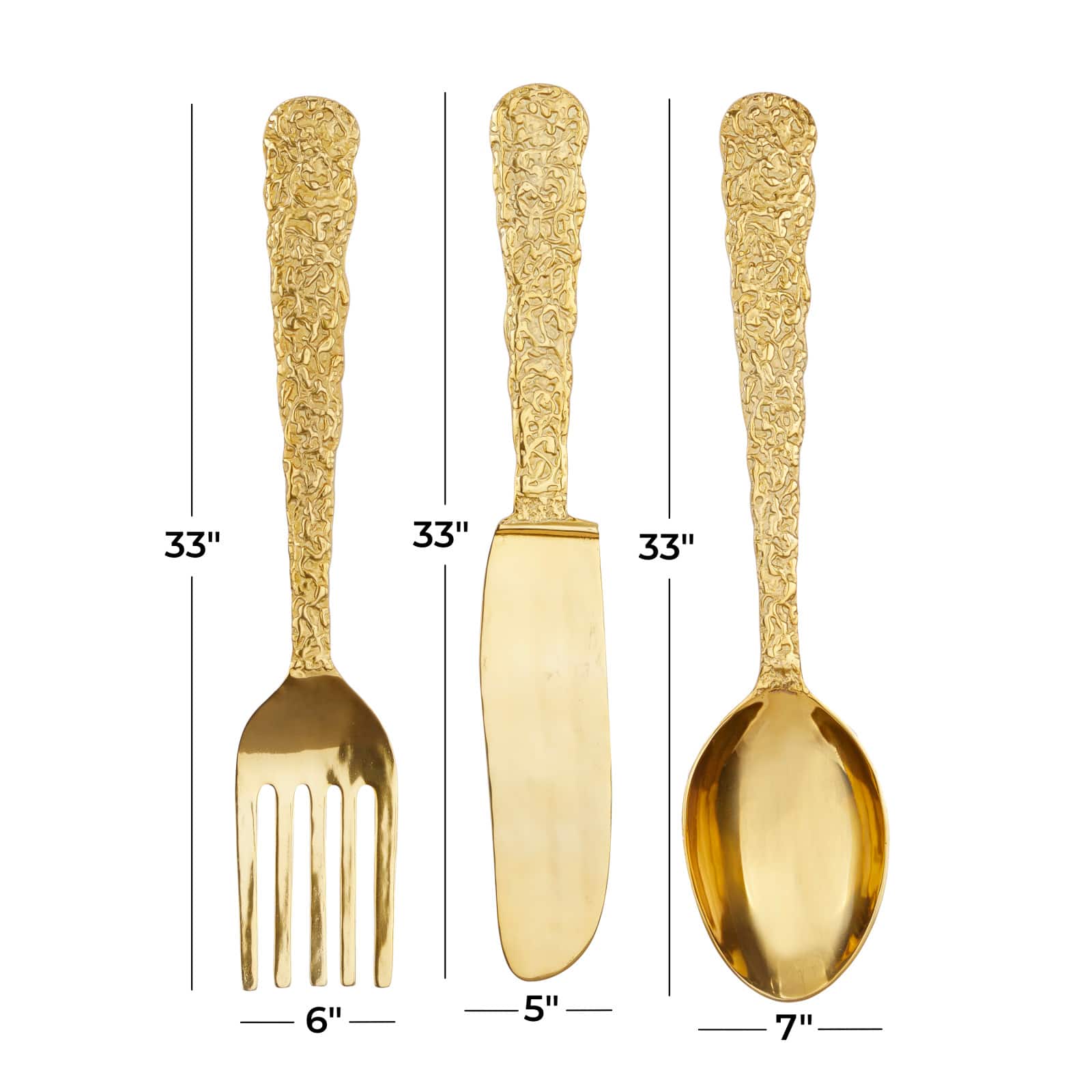 Set of 3 Gold Aluminum Glam Wall Decor, 5" x 33"
