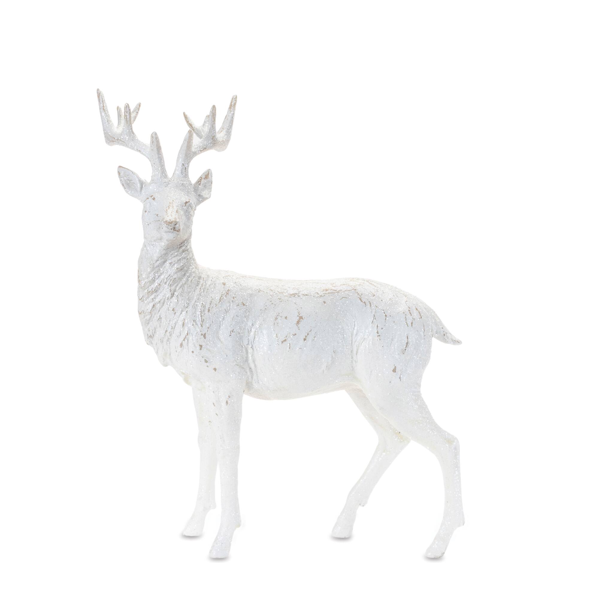 White & Gray Winter Deer Statue Set