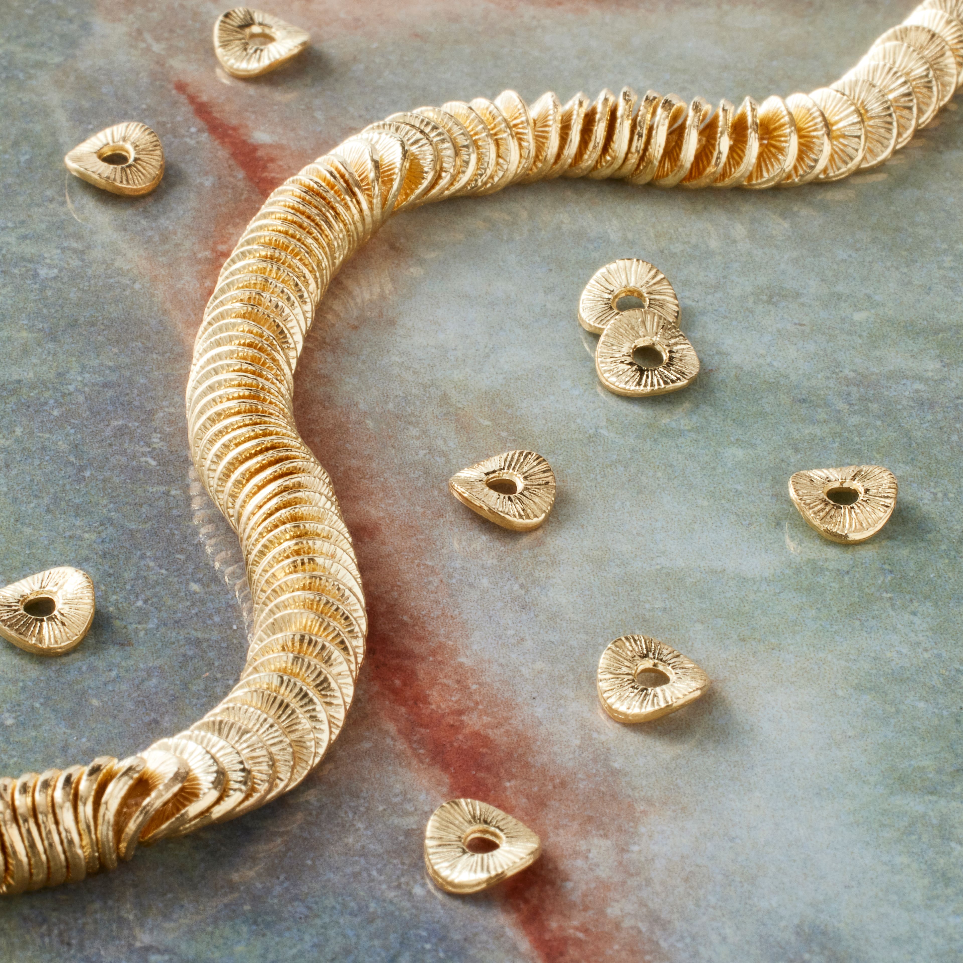 Gold Metal Wavy Disc Beads by Bead Landing™