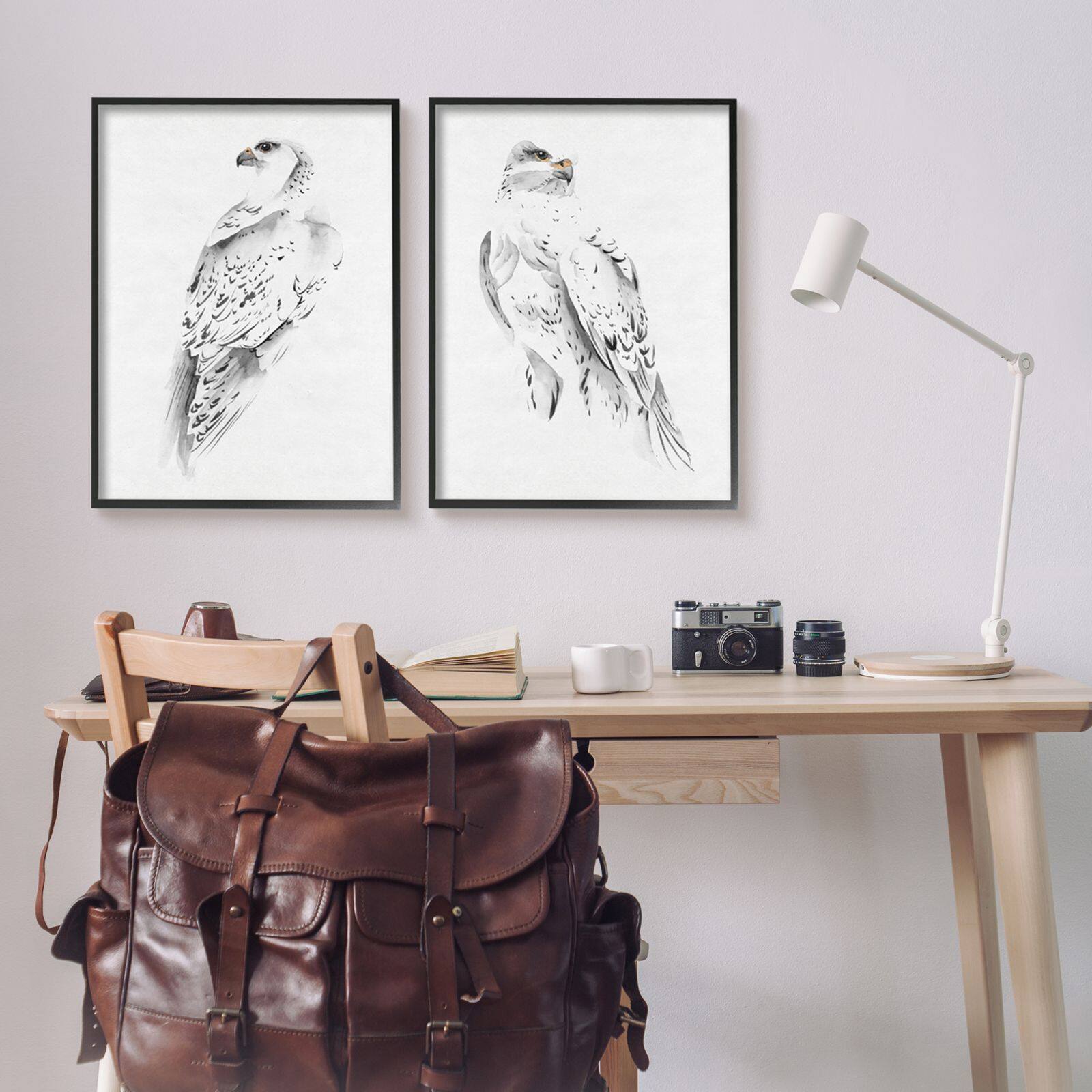 Stupell Industries White Hawk Winter Birds Soft Speckled Feathers Framed Wall Art
