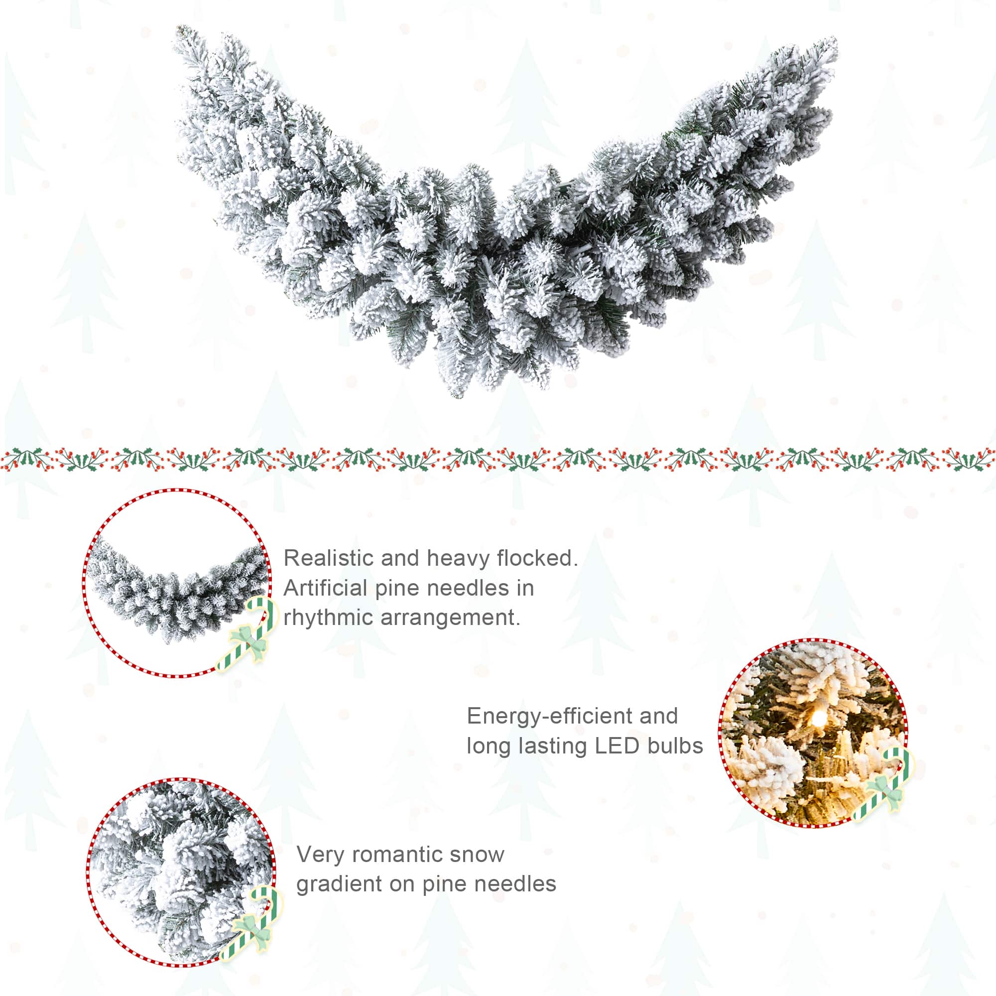 Glitzhome® 36" Pre-Lit Snow Flocked Christmas Swag with LED Lights
