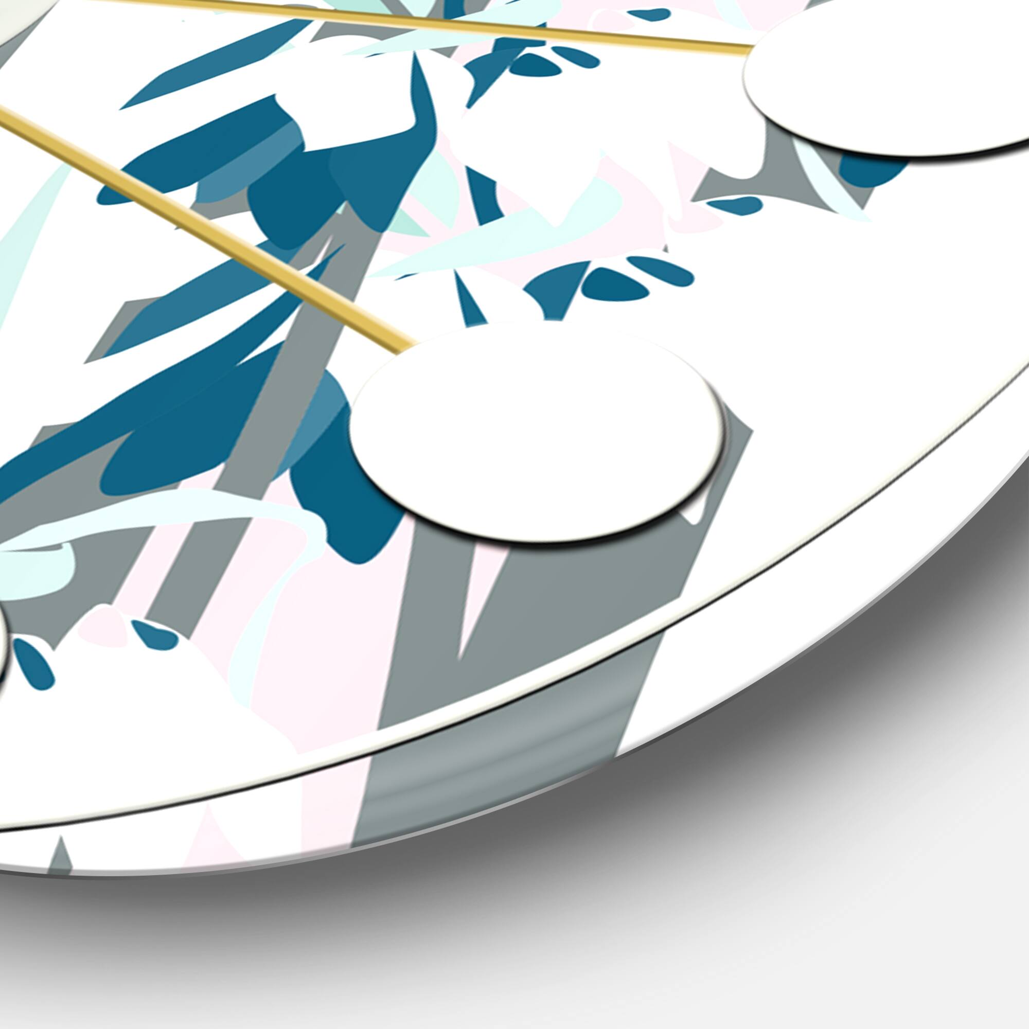 Designart 'Retro Handdrawn Lilies Mid-Century Modern Wall Clock