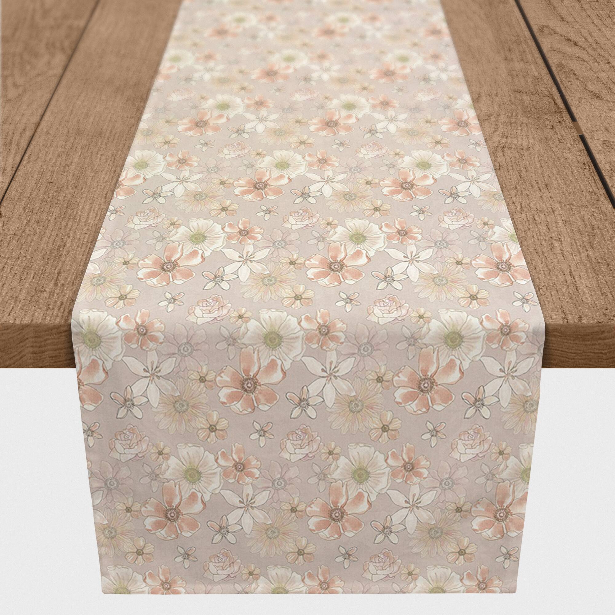 Large Florals Cotton Twill Runner